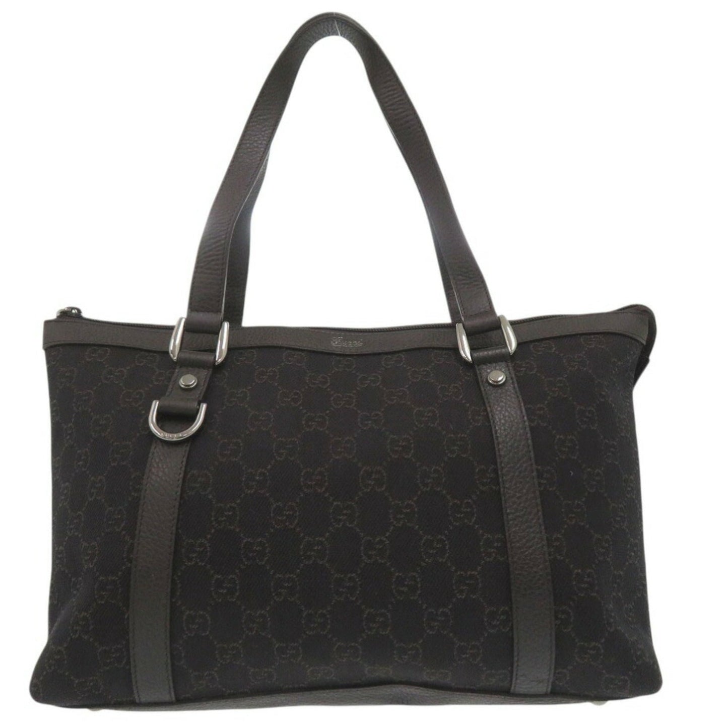 Gucci Dark Brown Canvas Leather Tote Bag ( )