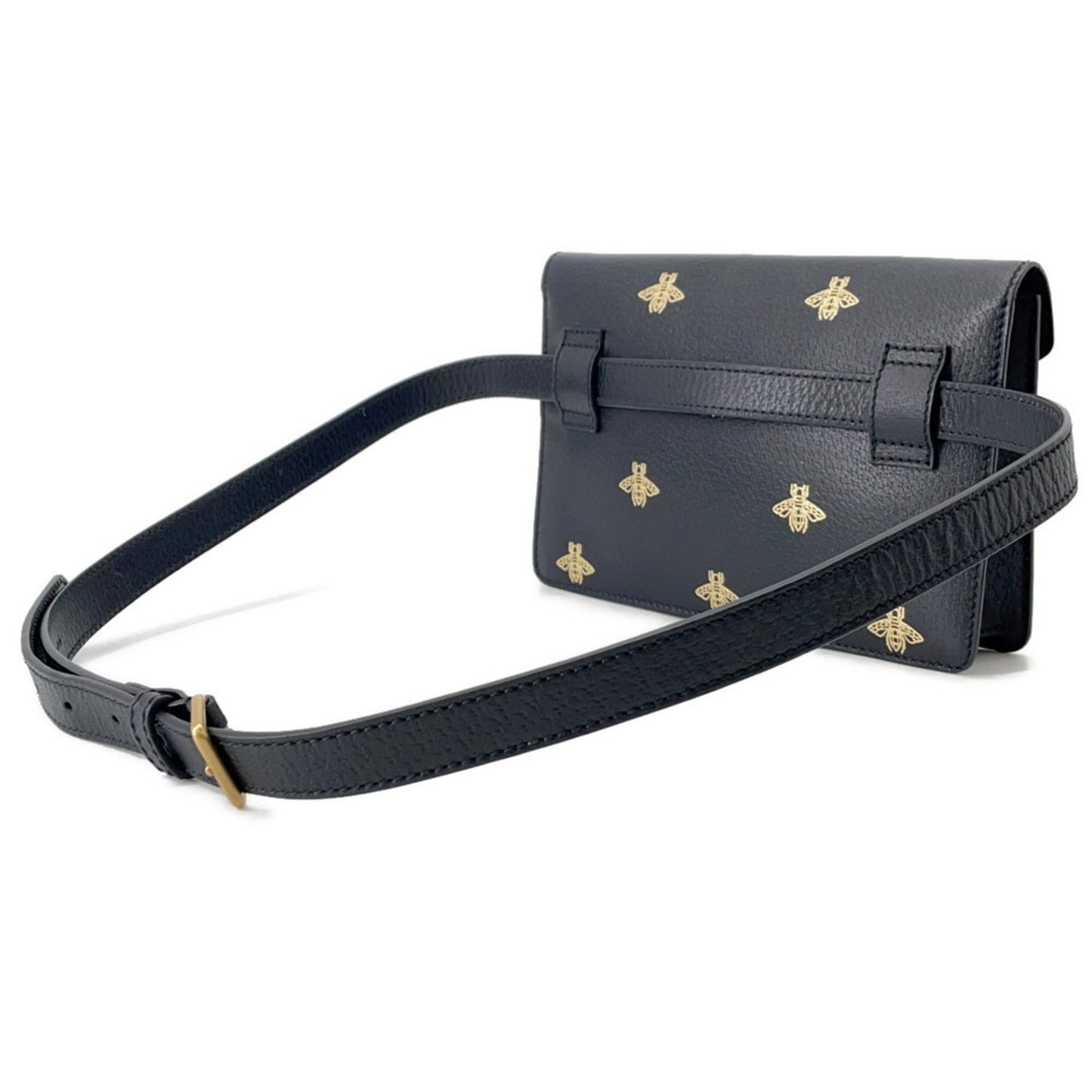 Gucci Black Leather Fanny Pack Sling Bag ( )