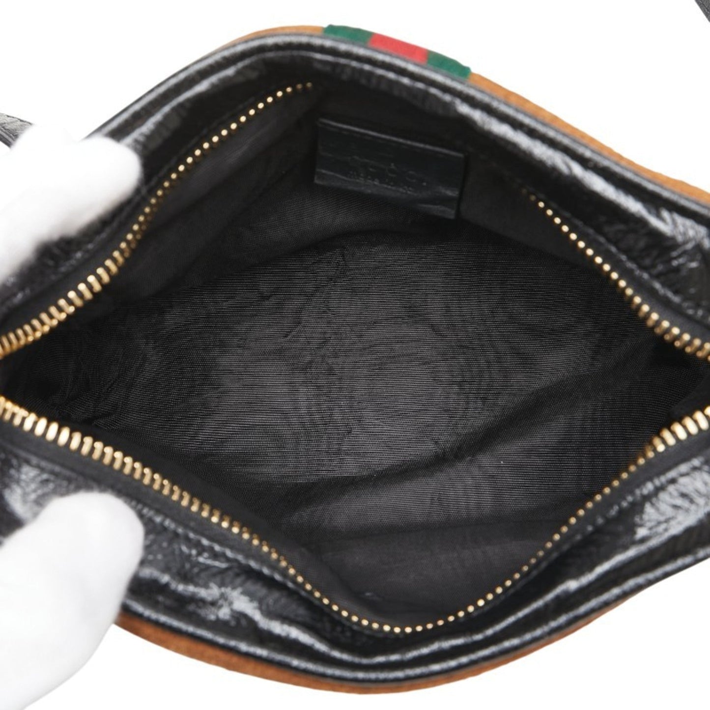 Gucci Black Brown Suede Leather Shoulder Bag ( )
