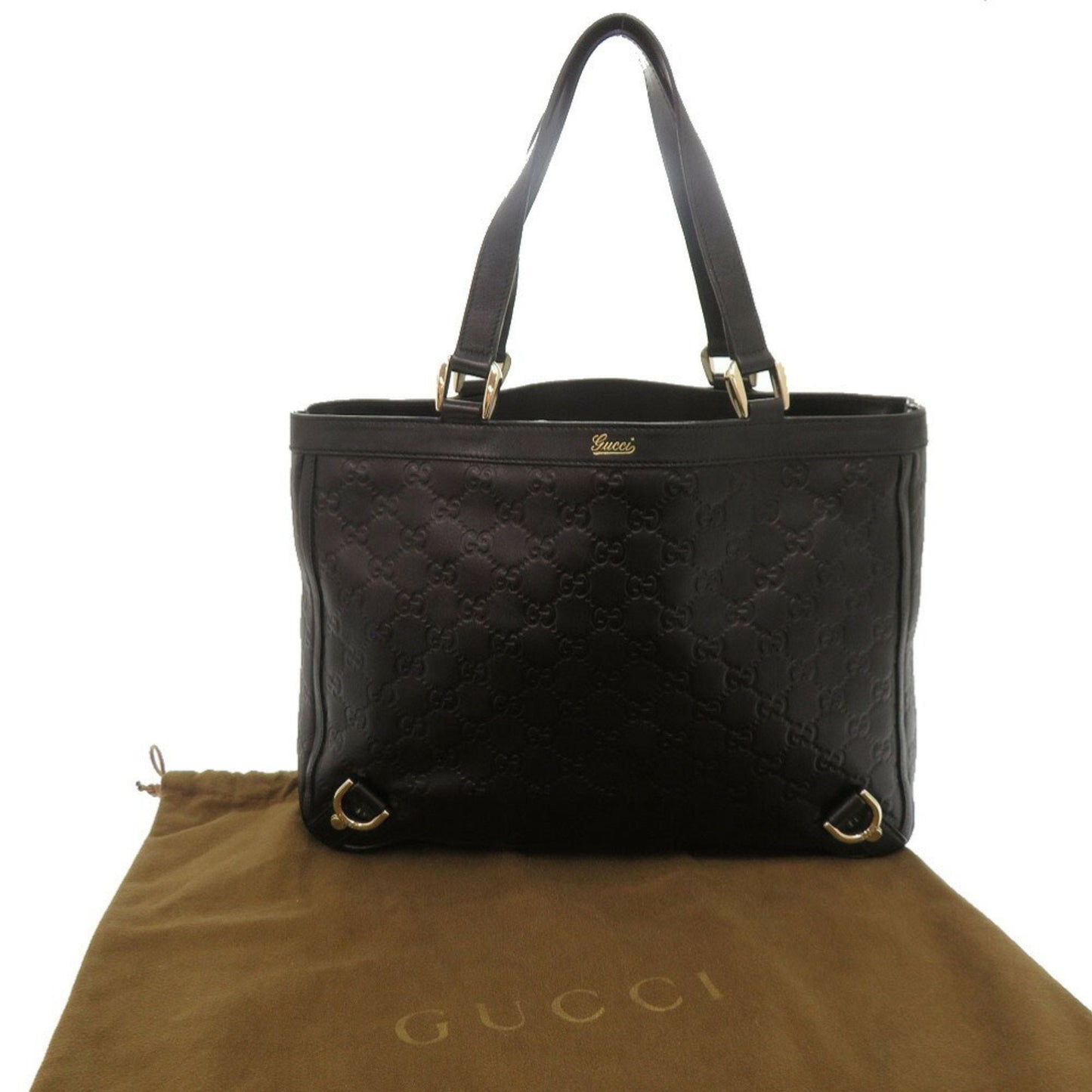 Gucci Black Leather Handbag Tote Bag ( )