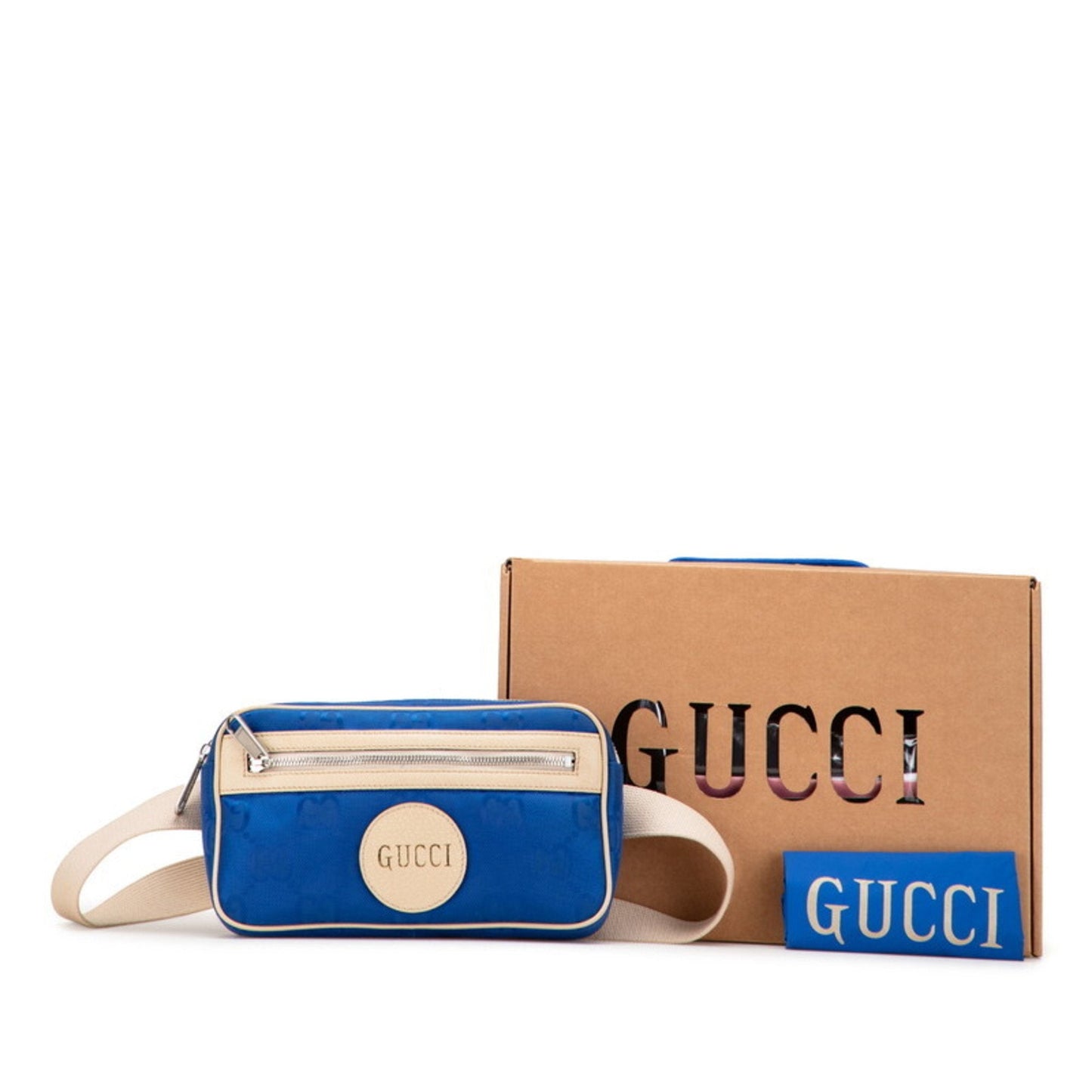 Gucci Beige Blue Nylon Leather Fanny Pack ( )