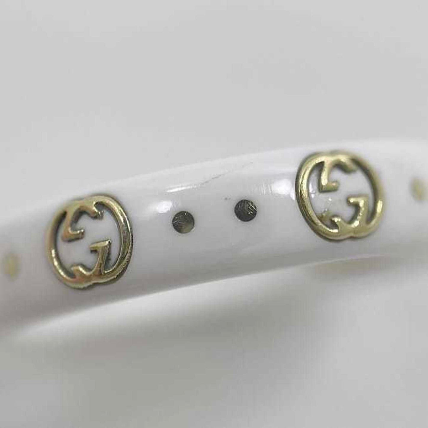 Gucci White Yellow Gold Ceramic Yellow Gold (18K) Band Ring ( )