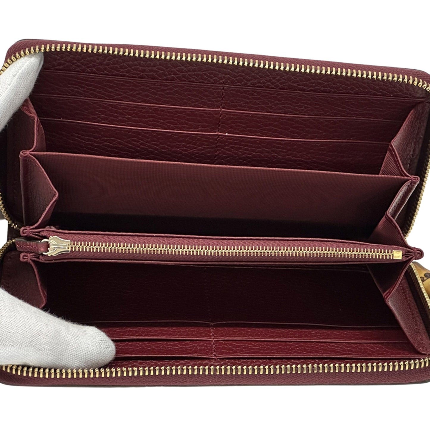 Gucci Bamboo Bordeaux Leather Long Wallet (Bi-Fold) ( )