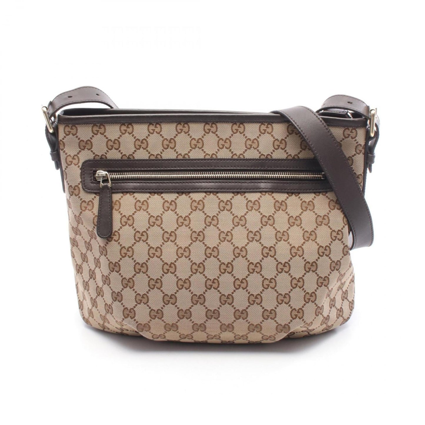 Gucci Beige Brown Gg Canvas Leather Shoulder Bag ( )