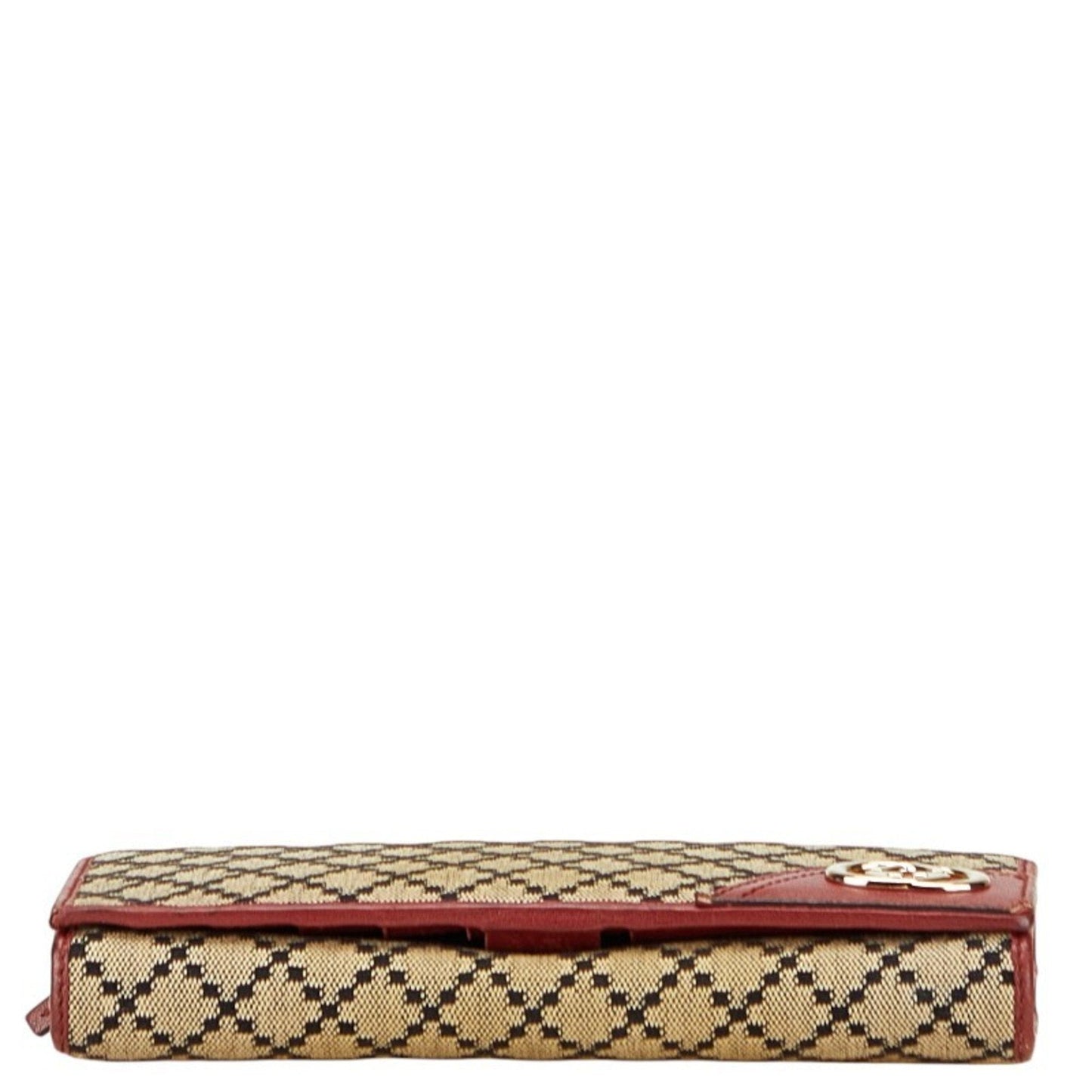 Gucci Beige Red Color Canvas Leather Long Wallet (Bi-Fold) ( )