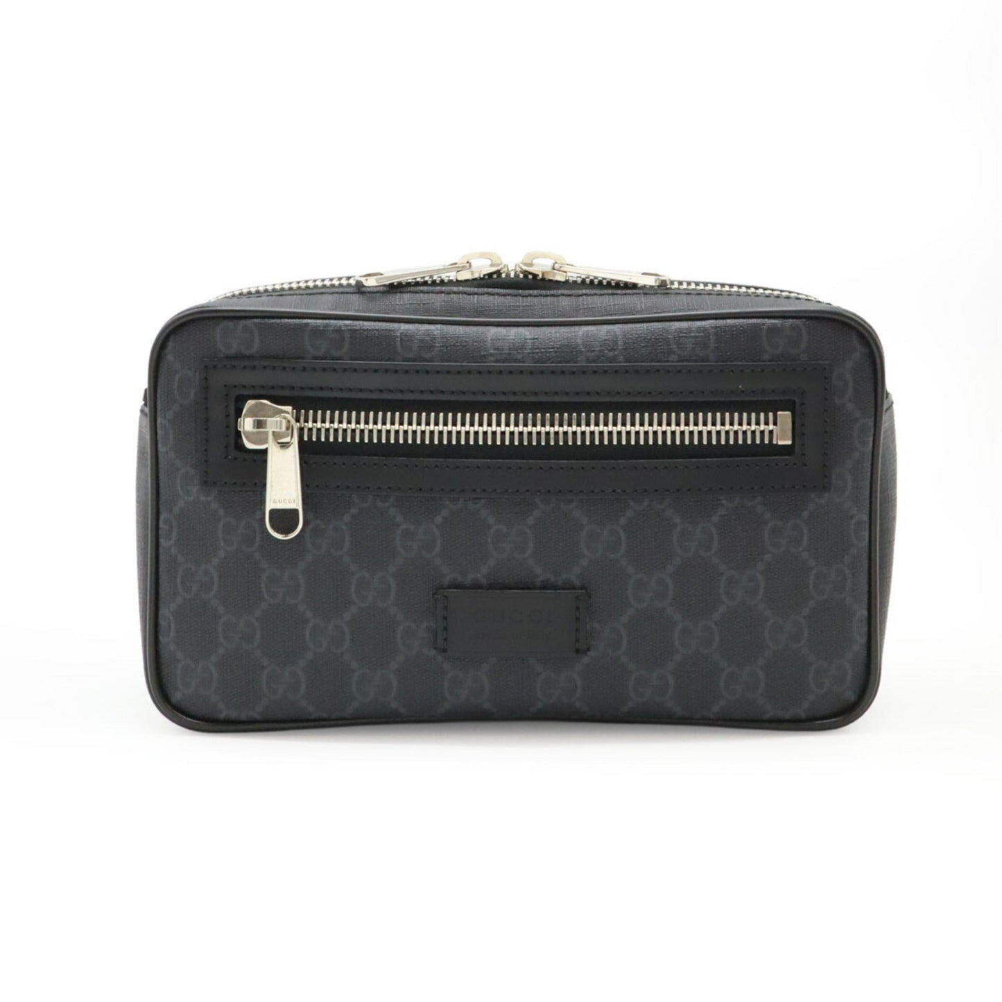 Gucci Black Dark Gray Navy Pvc Leather Fanny Pack ( )