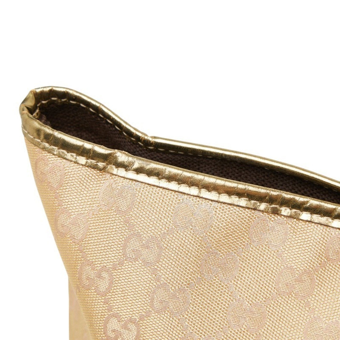 Gucci Beige Gold Canvas Leather Handbag Tote Bag ( )
