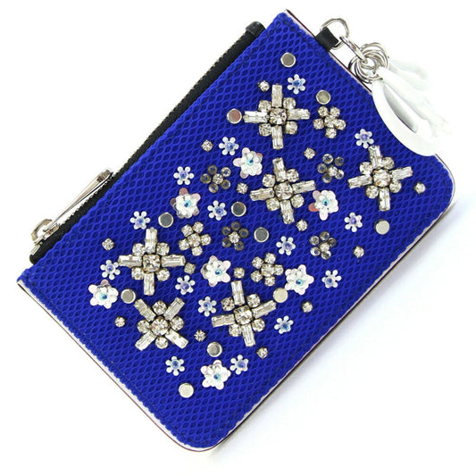 Christian Dior Blue White Leather Coin Purse/Coin Case ()