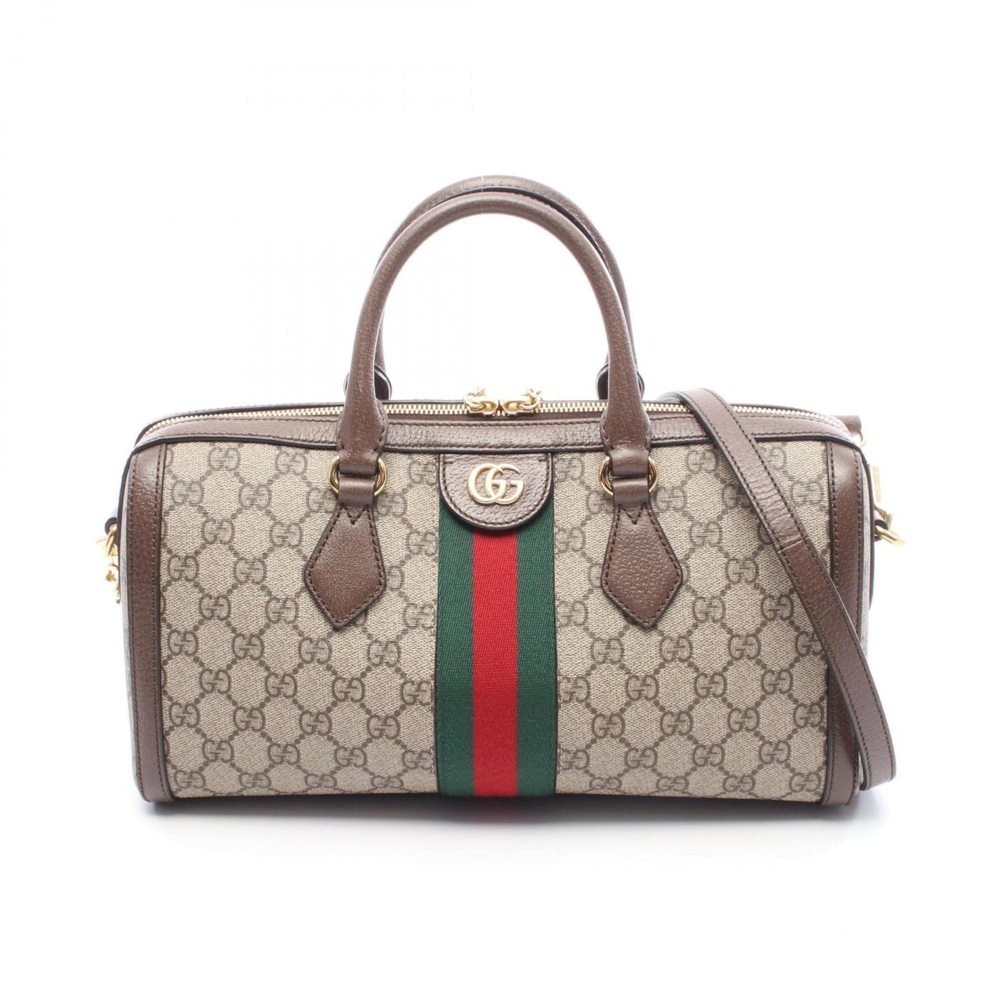 Gucci Beige Brown Multi-Color Coated Canvas Pvc Leather/Webbing Handbag ( )