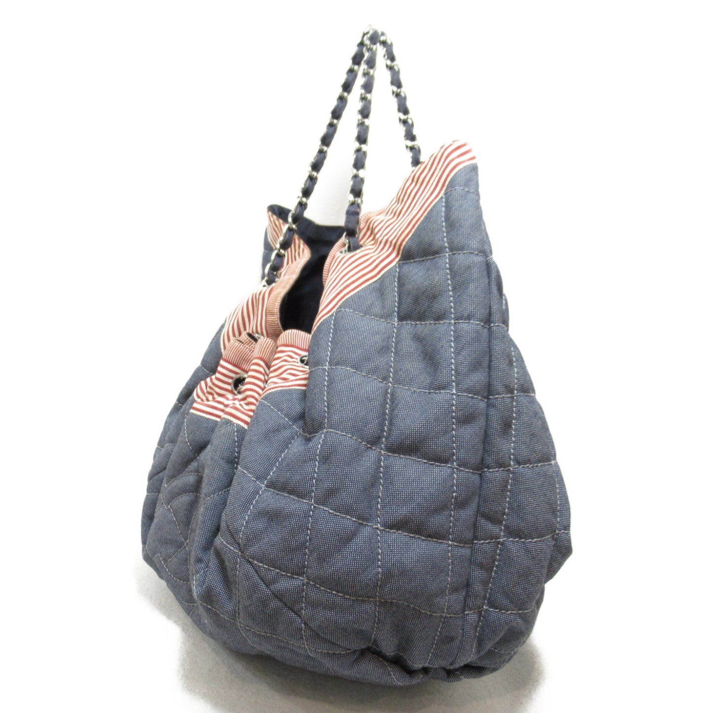 CHANEL Cococabus GM Shoulder Bag Blue Indigo Blue/Red/White denim A46887