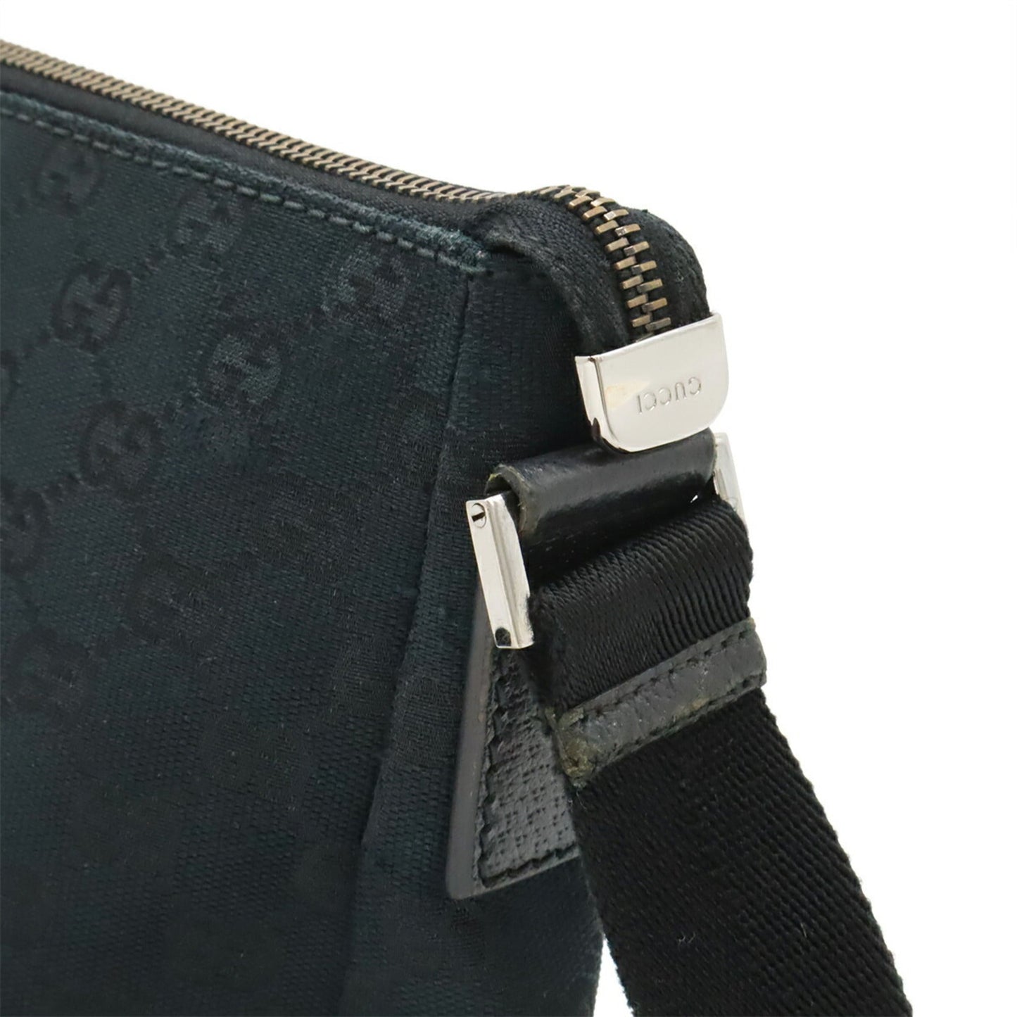 Gucci Black Gg Canvas Leather Shoulder Bag ( )