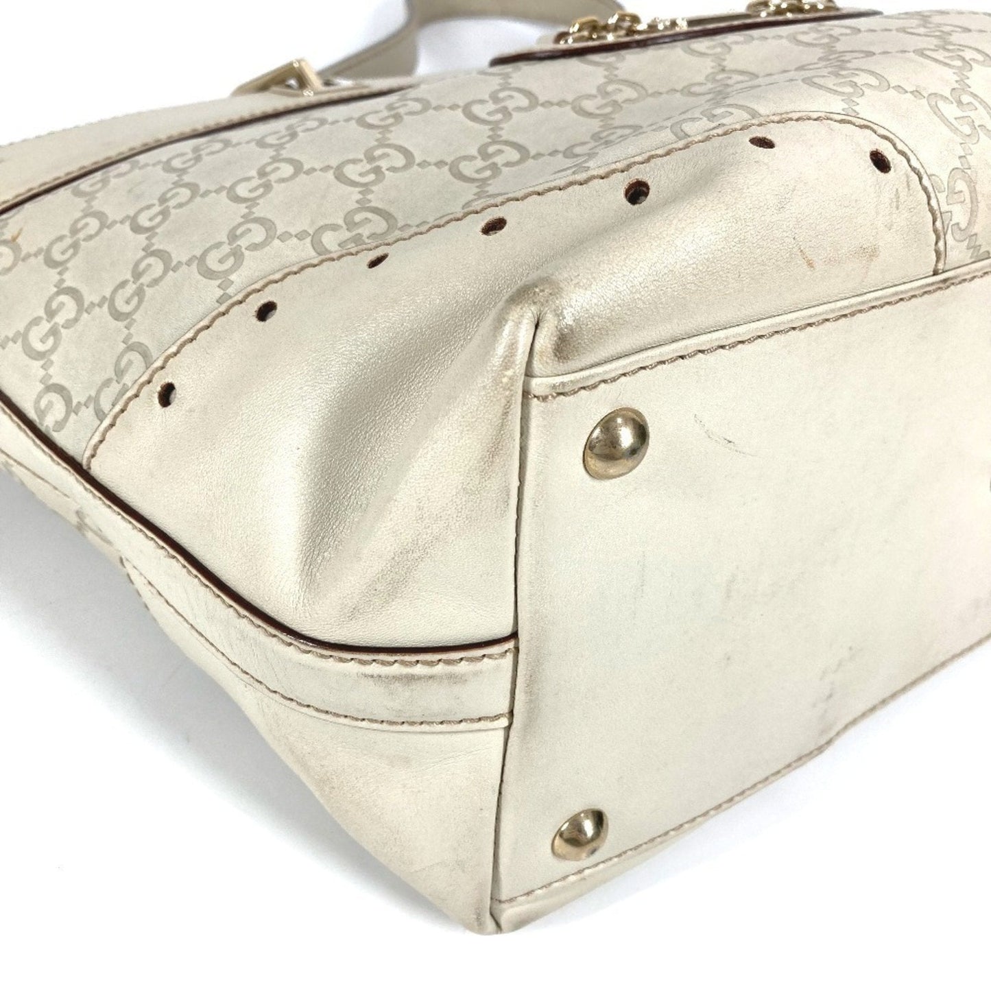 Gucci Off-White Leather Shoulder Bag Tote Bag ( )