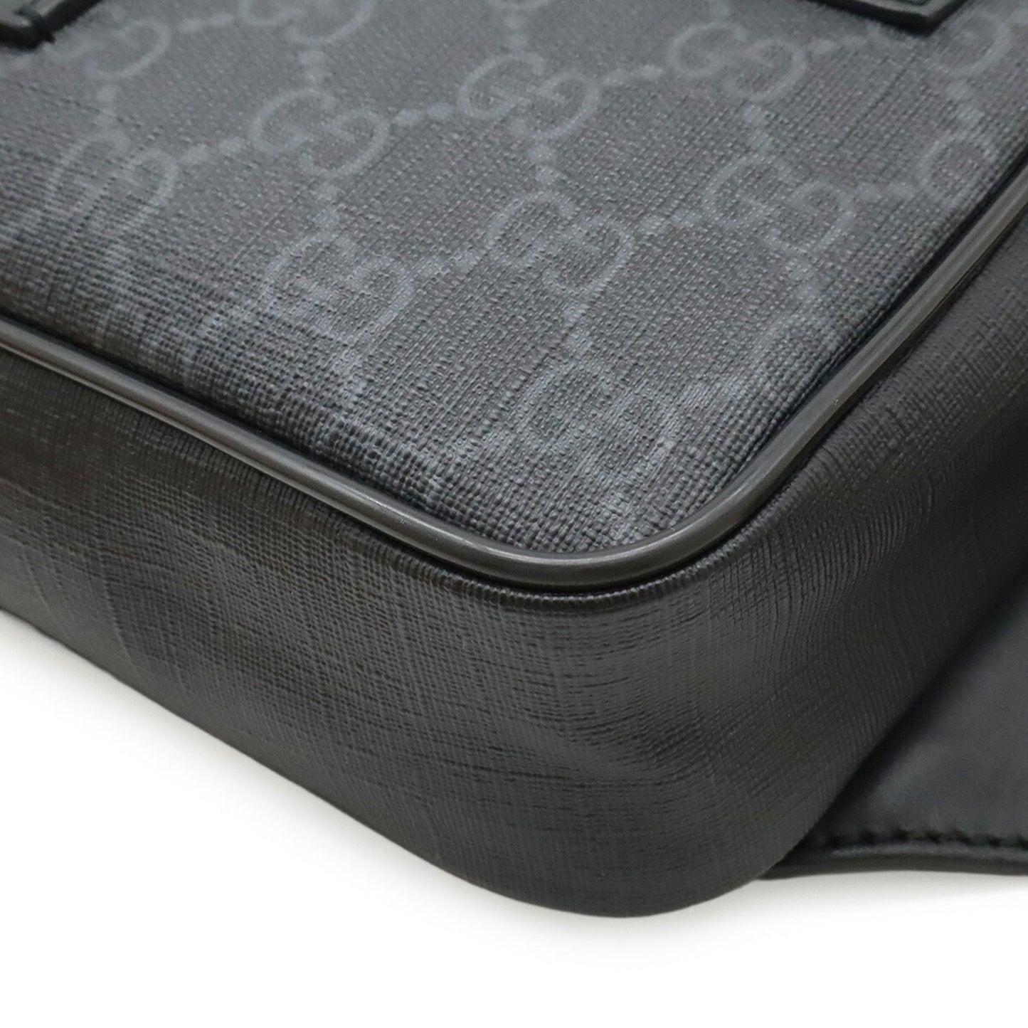 Gucci Black Dark Gray Navy Pvc Leather Fanny Pack ( )