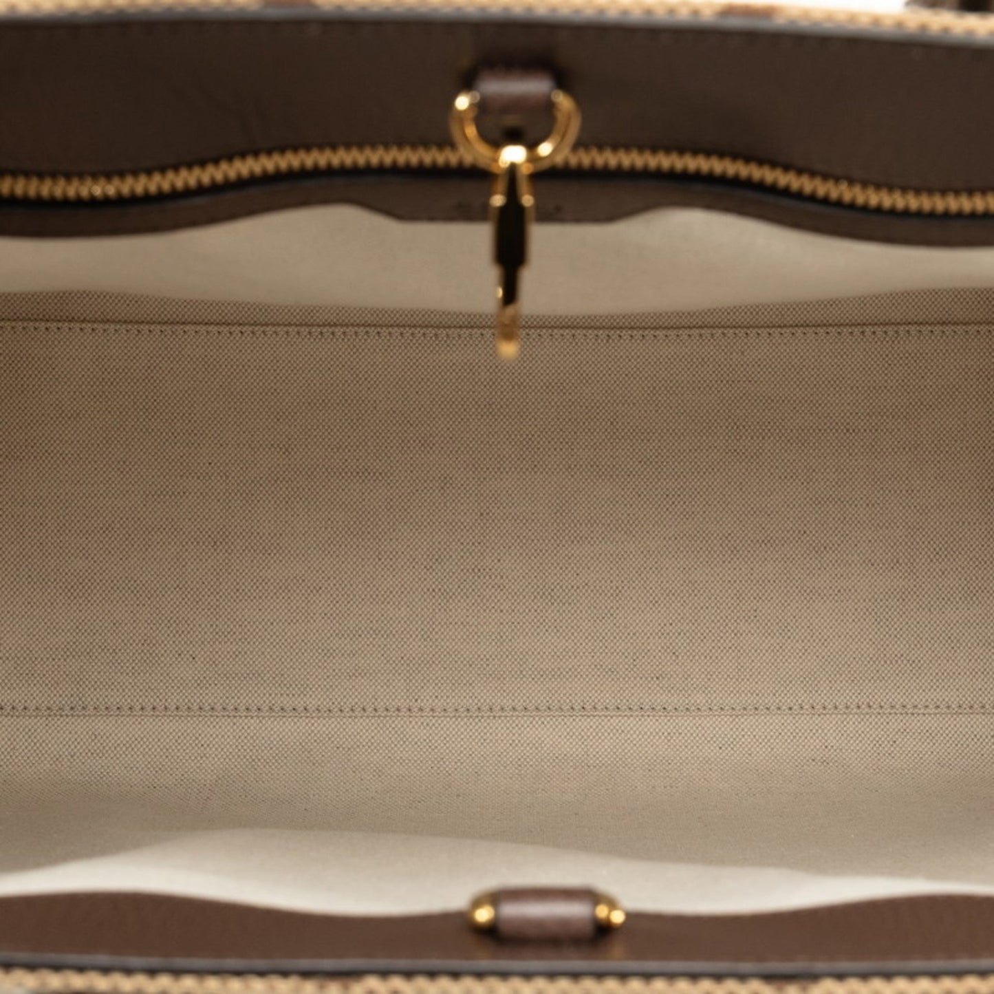 Gucci Beige Multi-Color Canvas Leather Shoulder Bag Tote Bag ( )