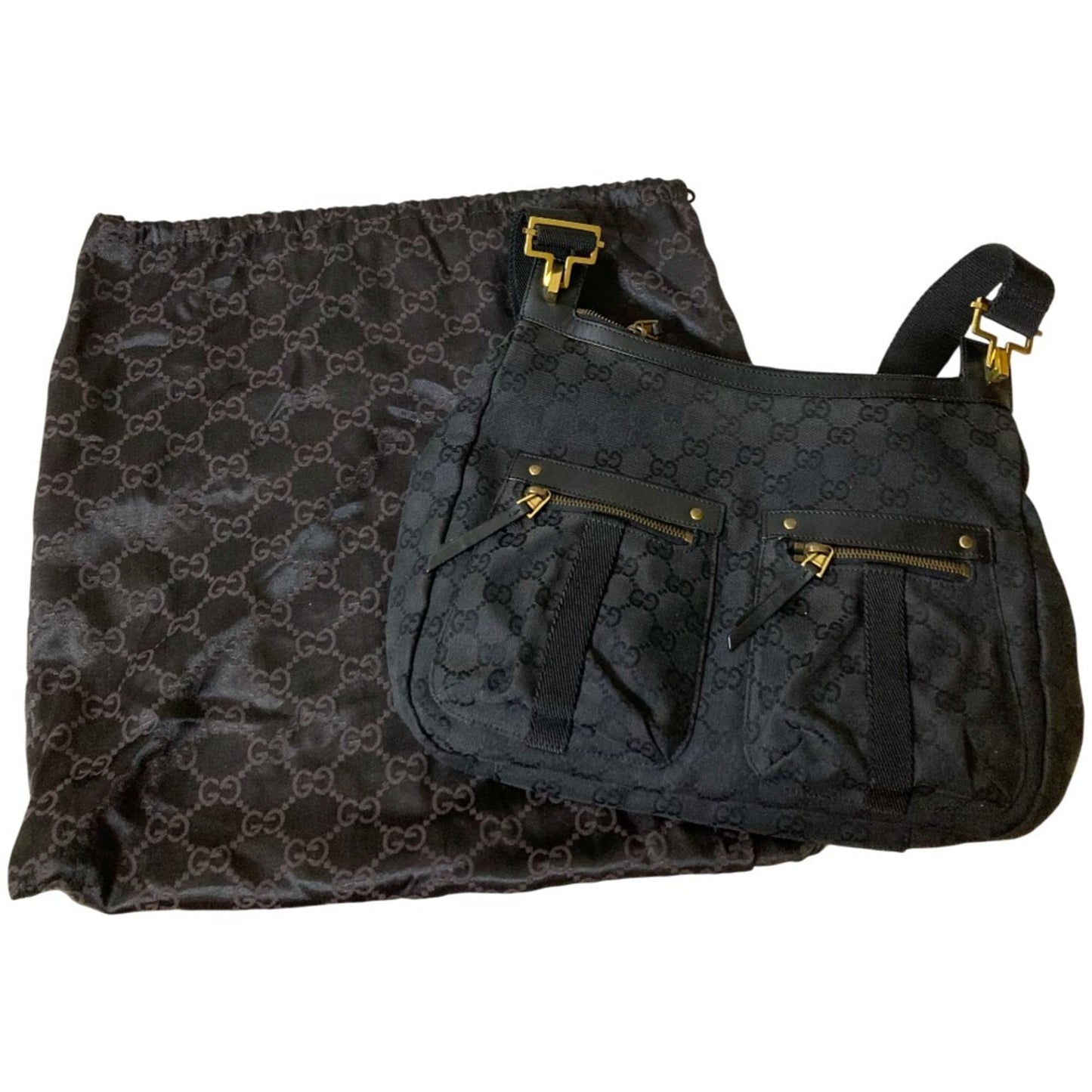 Gucci Black Canvas Shoulder Bag ( )