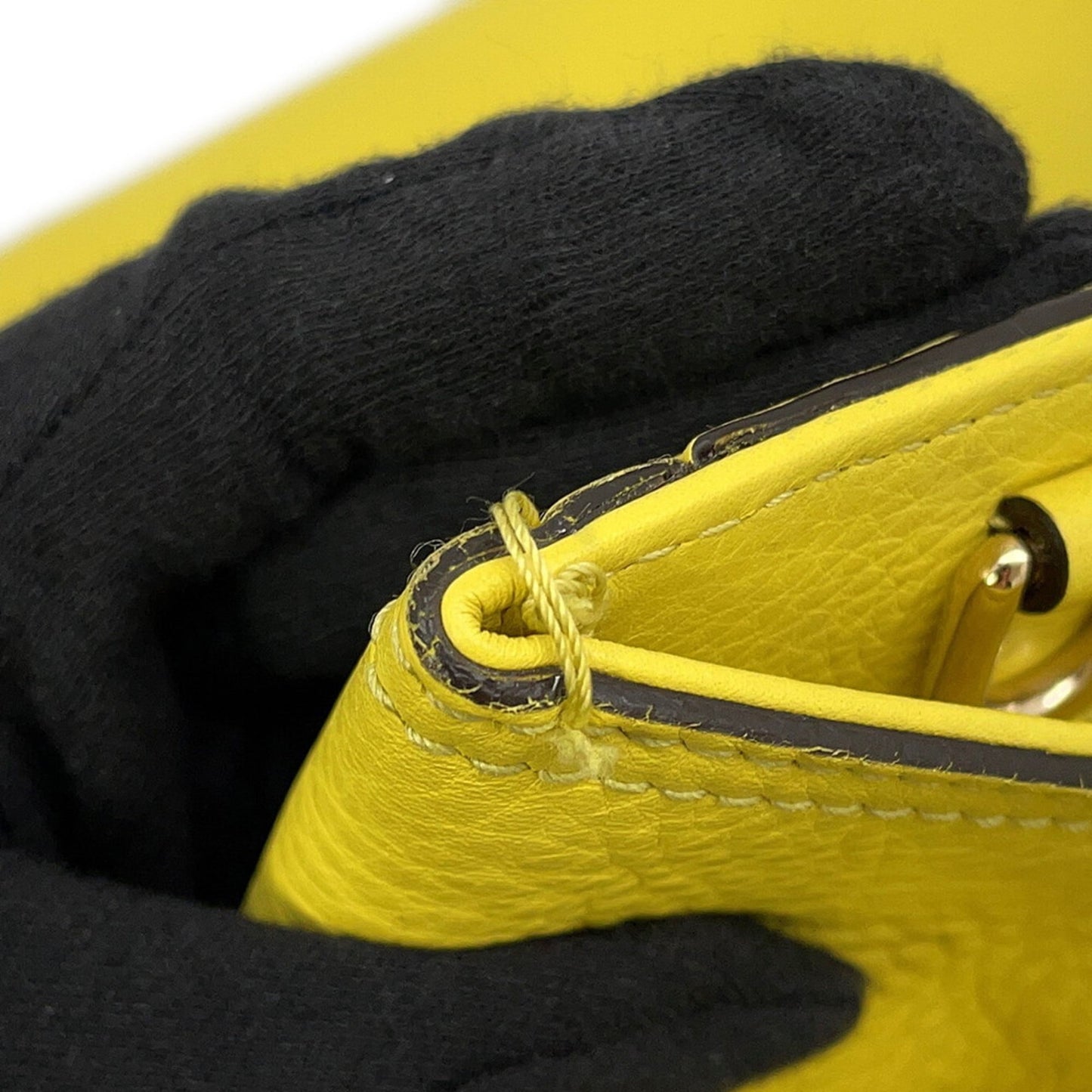 Gucci Beige Champagne Gold Yellow Bamboo Leather Tote Bag ( )