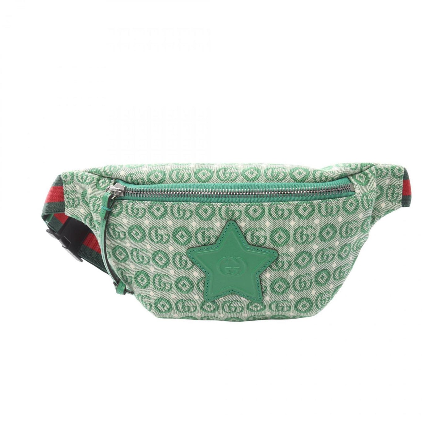 Gucci Green White Canvas Leather Fanny Pack ( )