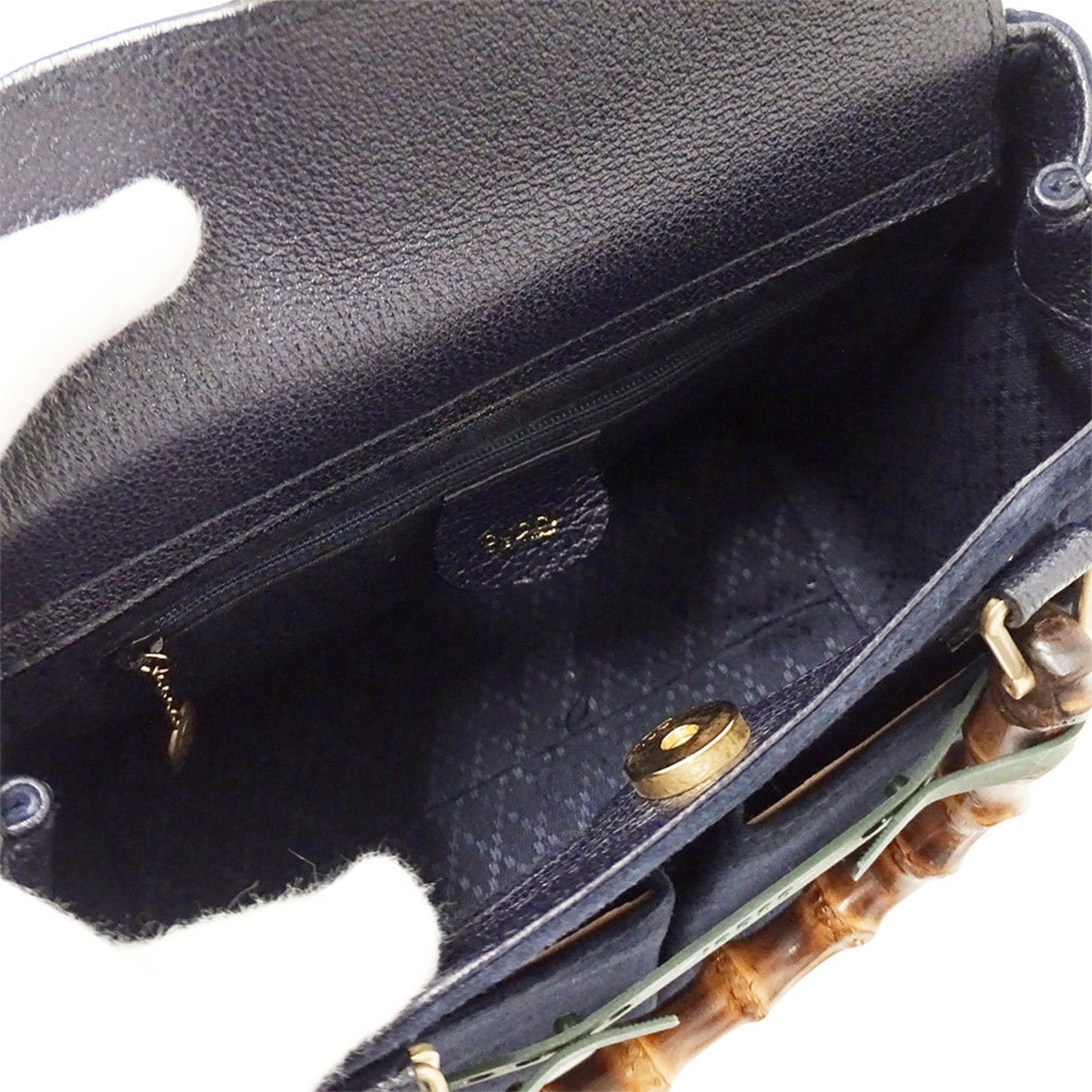 Gucci Navy Suede Handbag Shoulder Bag ( )