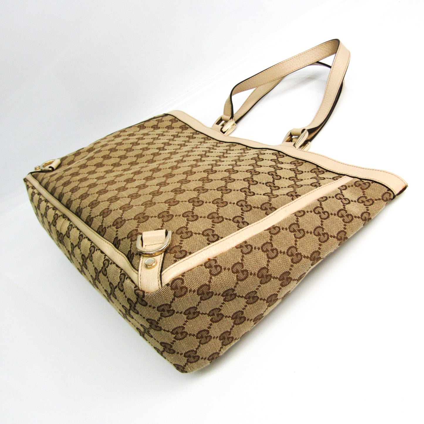 Gucci Gg Canvas Beige Cream Gg Canvas Leather Tote Bag ( )