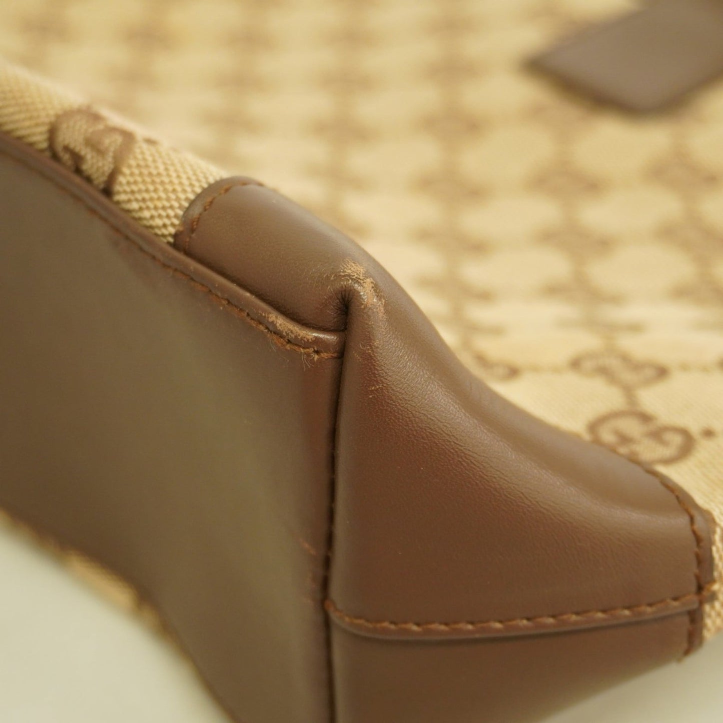 Gucci Beige Brown Canvas Tote Bag ( )