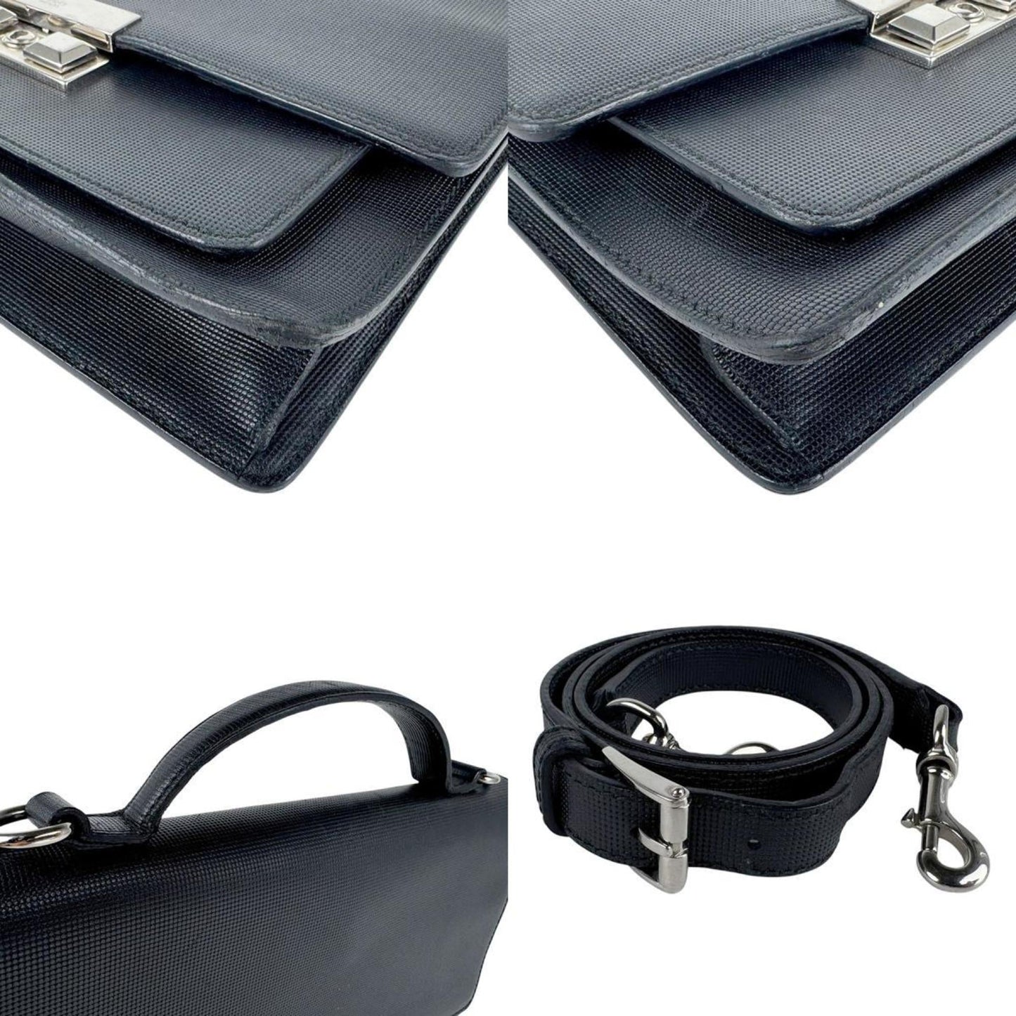 Gucci Black Leather Handbag Shoulder Bag ( )