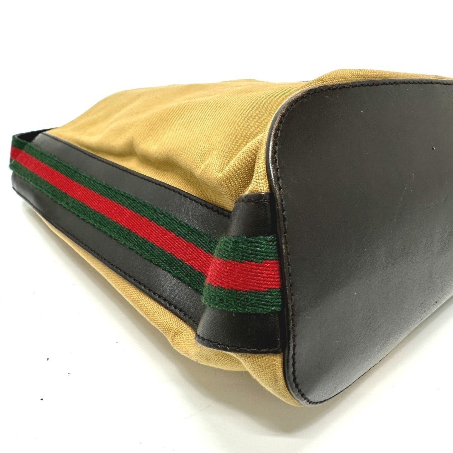Gucci Beige Leather Canvas Shoulder Bag ( )