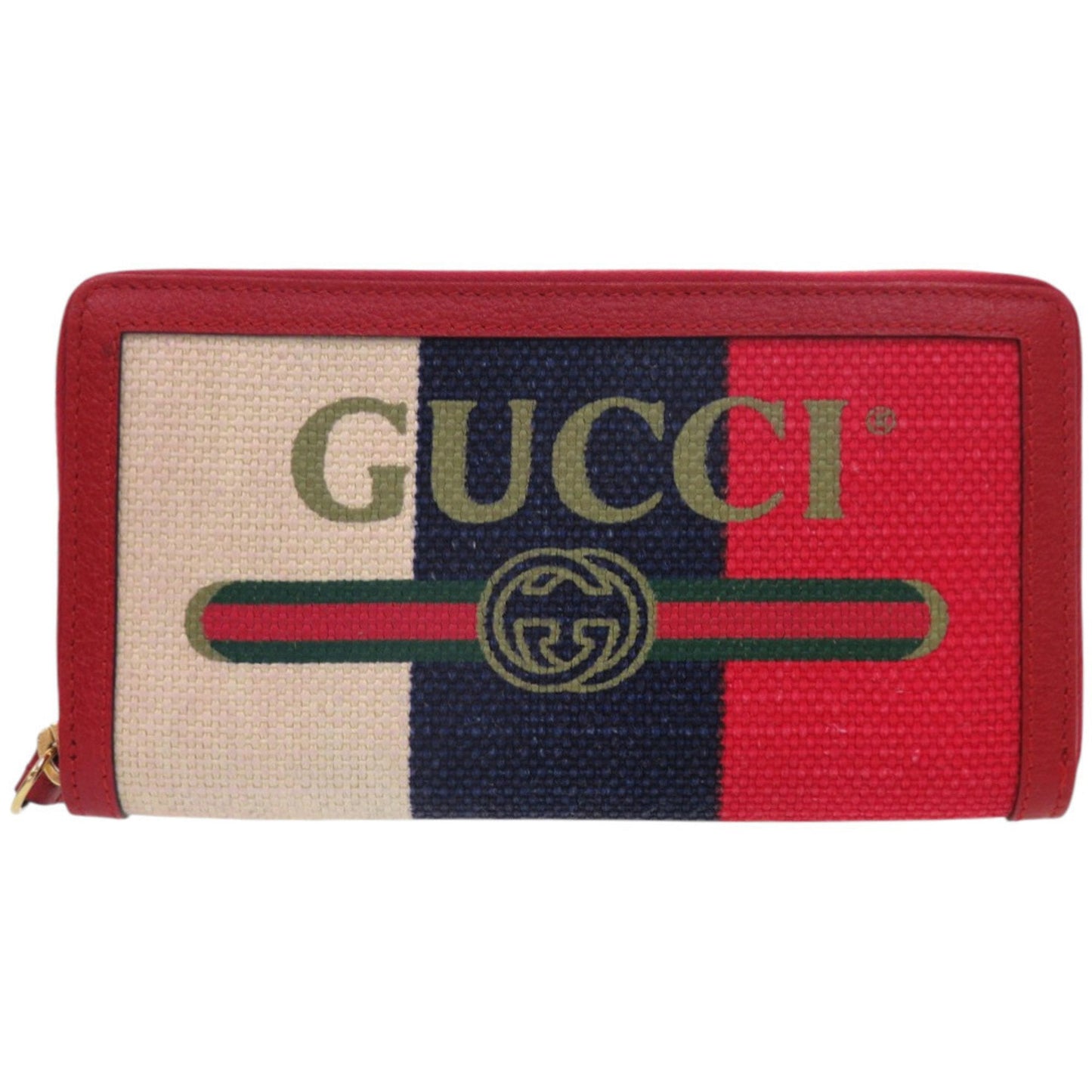 Gucci Black Blue Red Color White Canvas Coin Purse/Coin Case ( )
