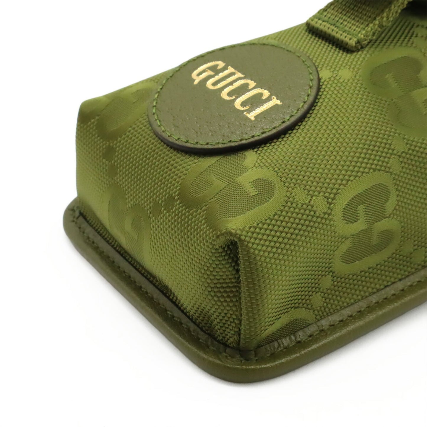 Gucci Green Khaki Nylon Canvas Leather Shoulder Bag ( )