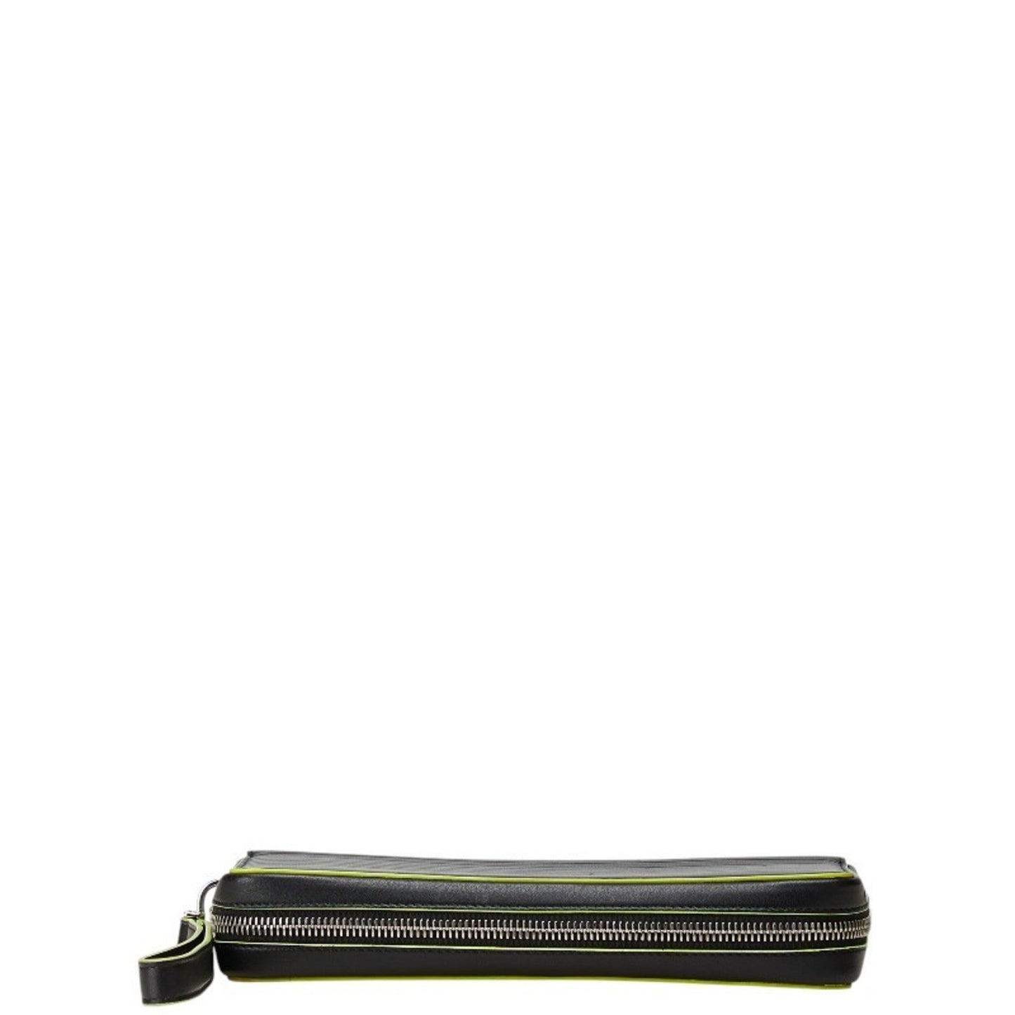 Christian Dior Black Light Green Leather Long Wallet (Bi-Fold) ()
