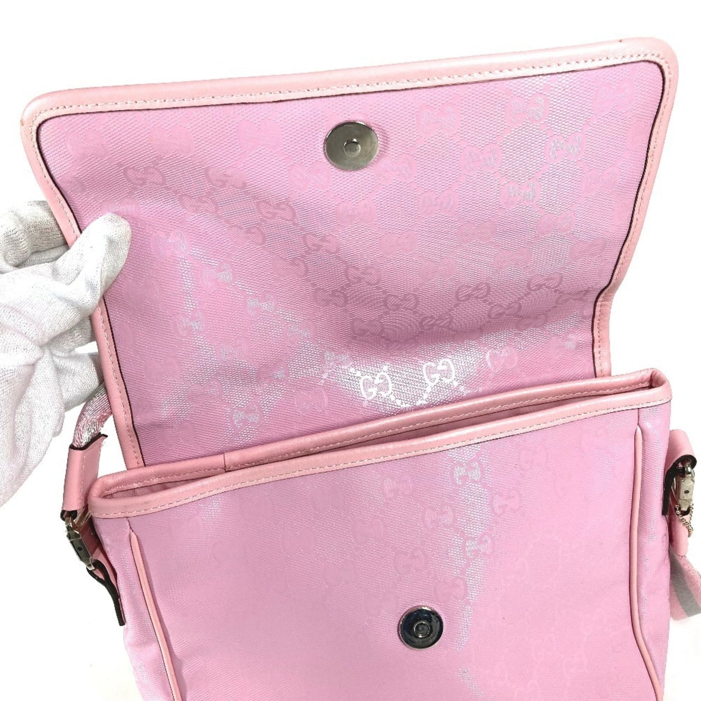 Gucci Gg Imprimé Pink Gg Imprimé Leather Messenger Bag Shoulder Bag ( )