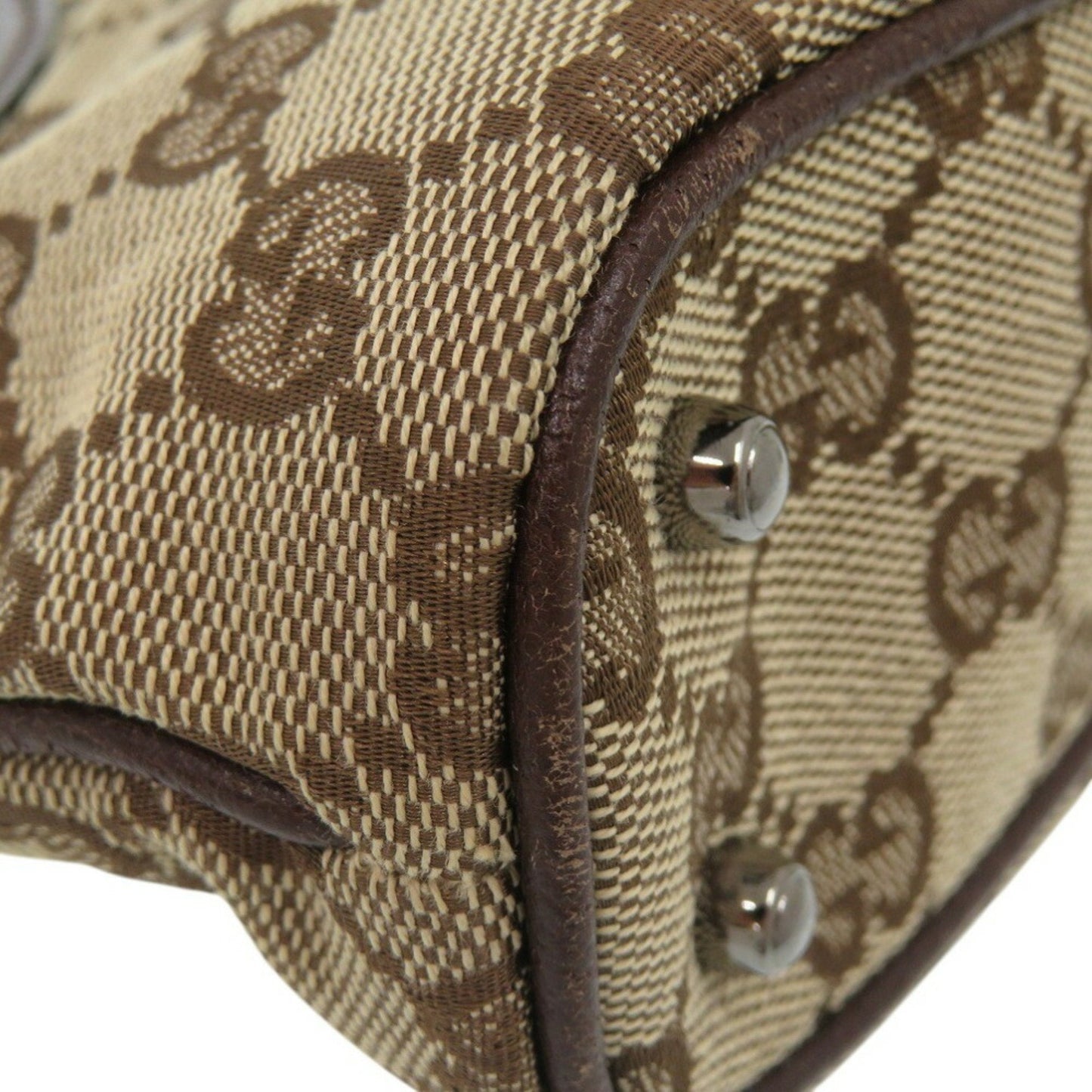 Gucci Beige Gg Canvas Leather Handbag Shoulder Bag ( )