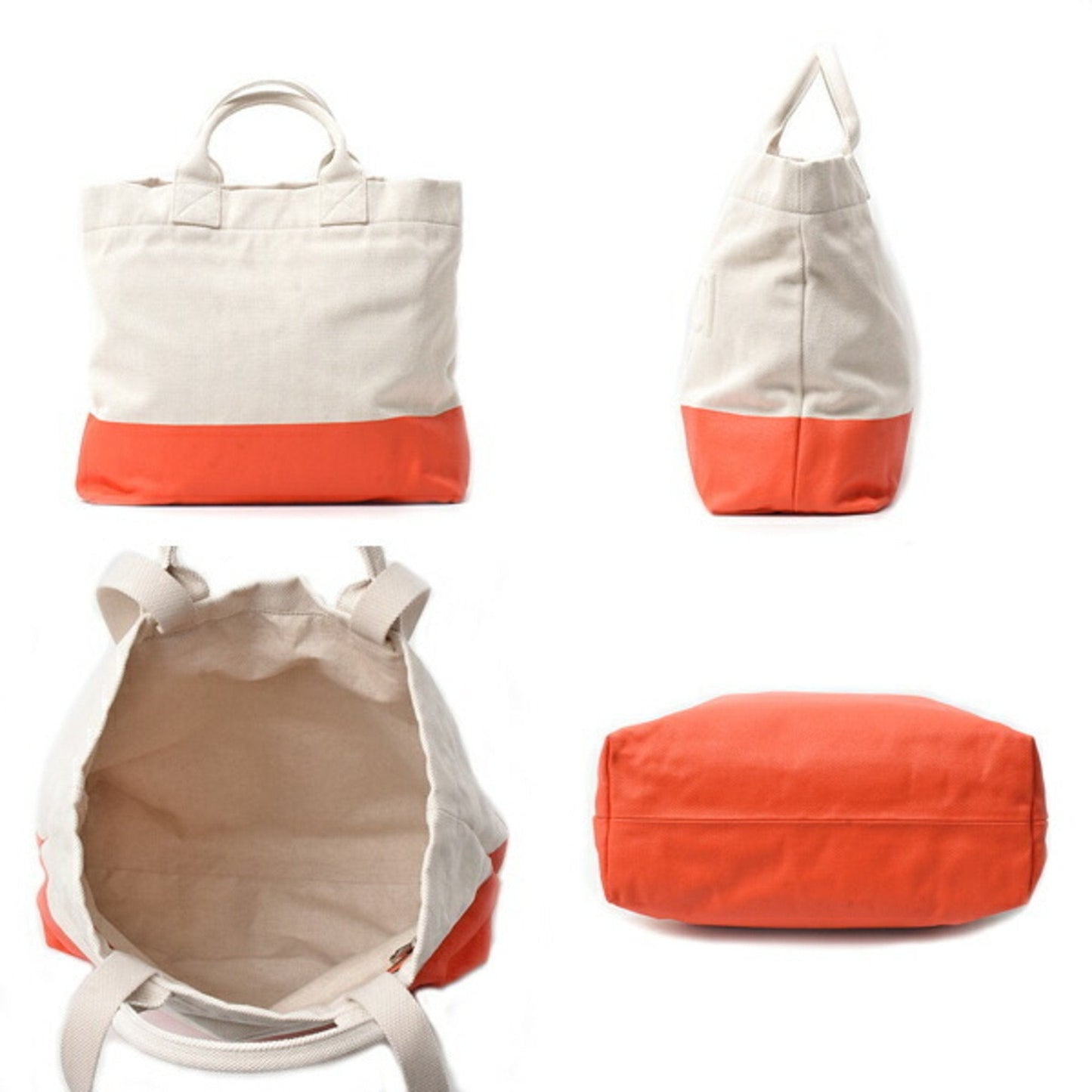 Gucci Orange White Canvas Handbag Tote Bag ( )