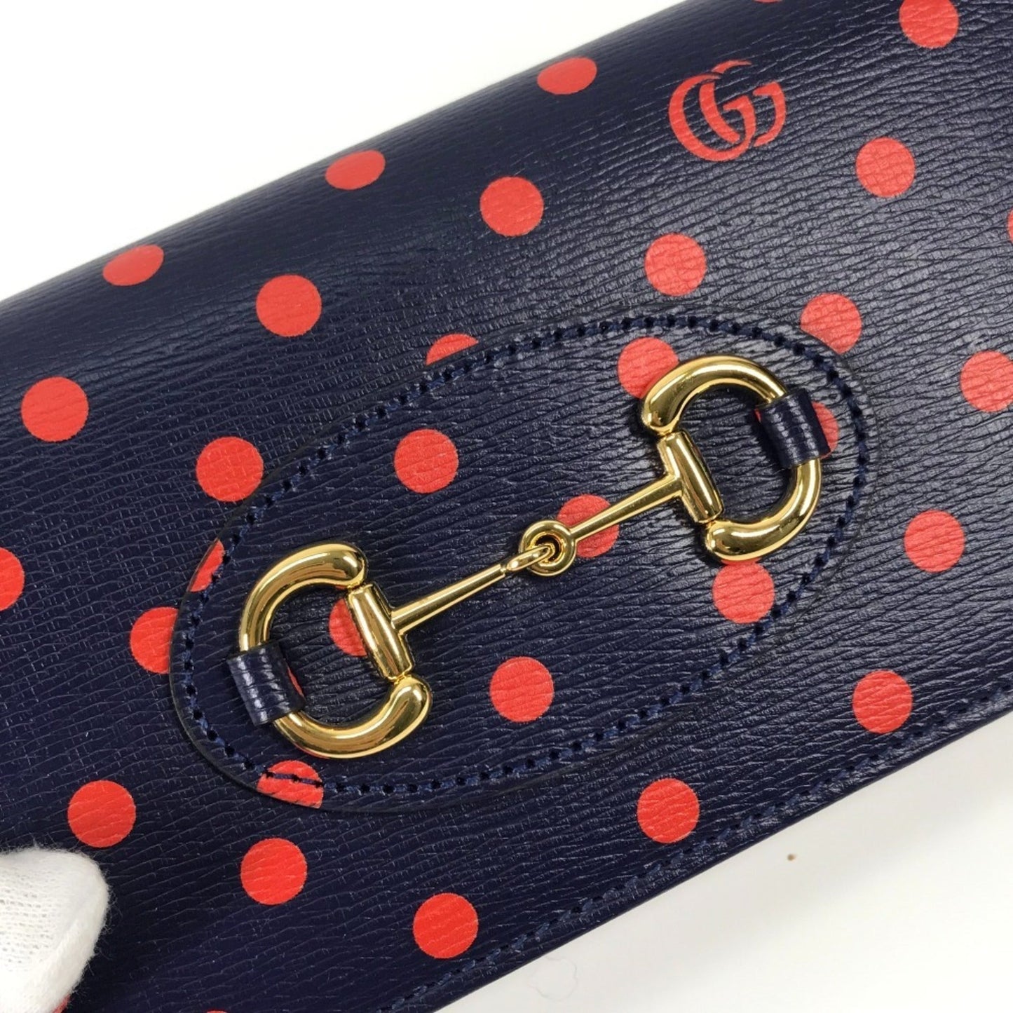 Gucci Navy Red Color Leather Chain/Shoulder Wallet ( )