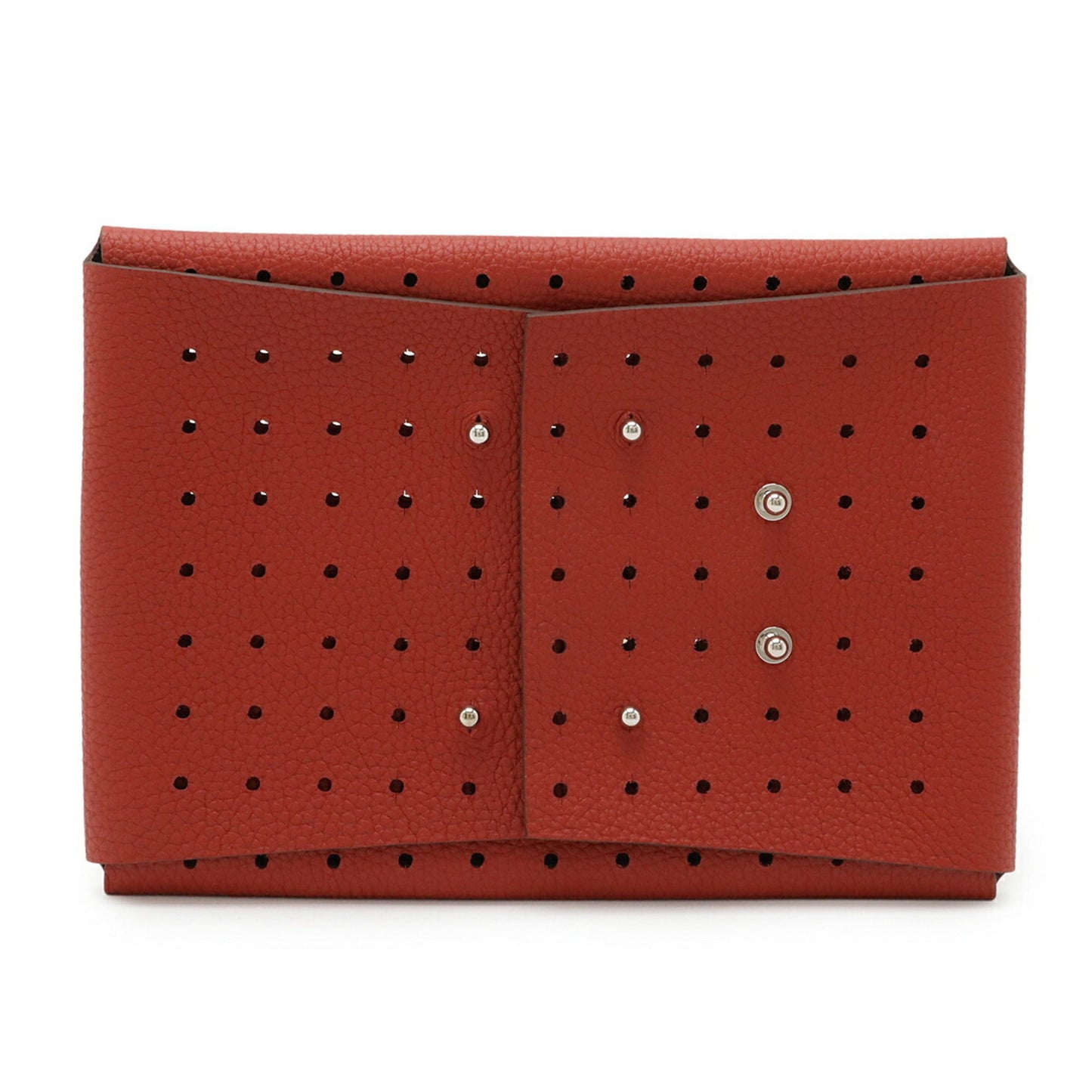 Hermes Red Color Taurillon Clemence Leather Pouch ( )