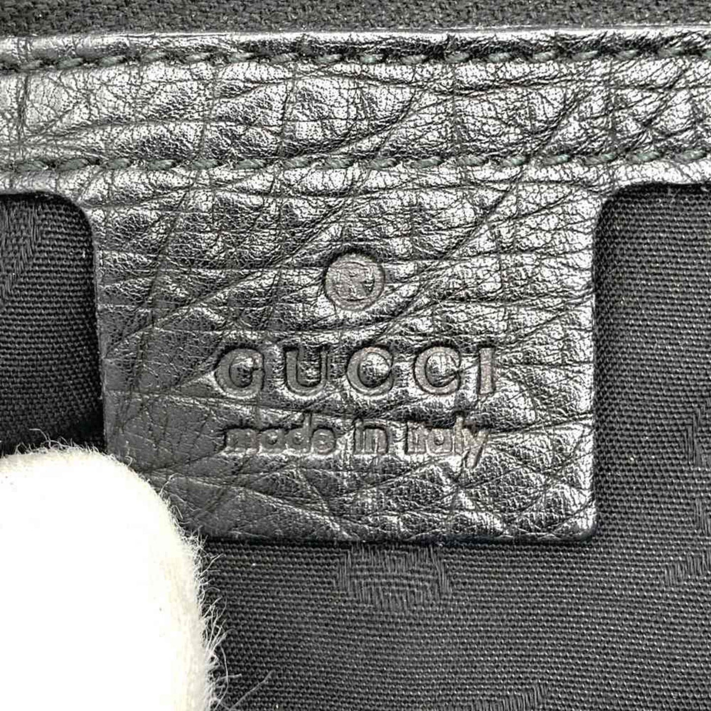 Gucci Black Bamboo Leather Handbag Shoulder Bag ( )