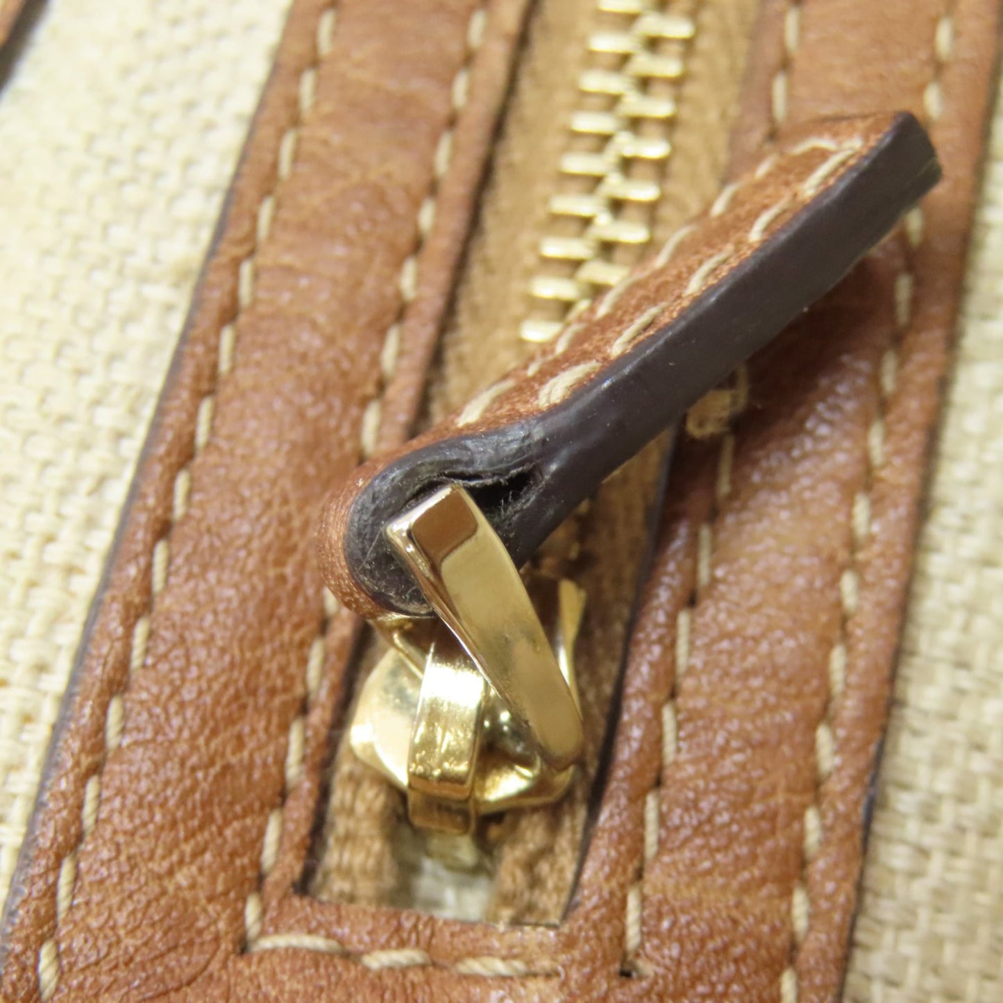 Gucci Blue Brown Orange Leather Straw Tote Bag ( )