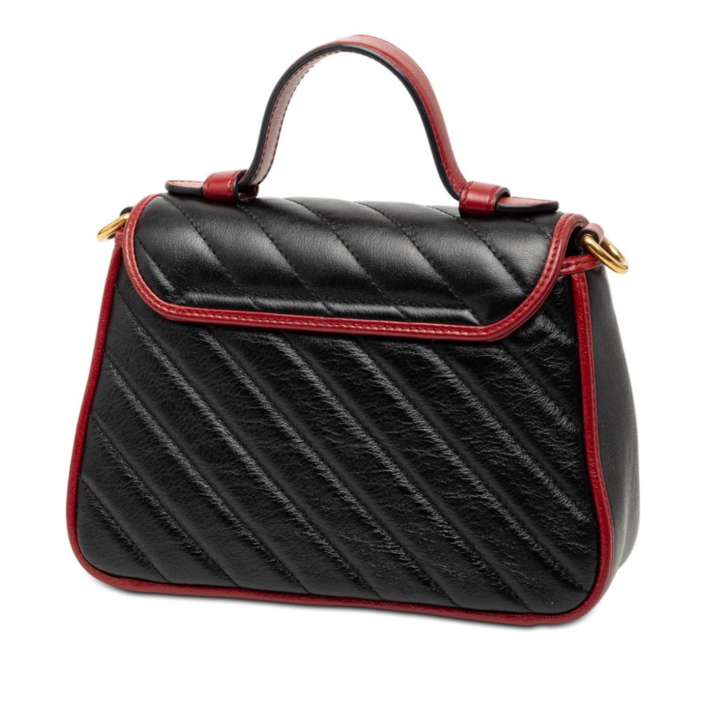 Gucci Black Red Color Leather Shoulder Bag ( )