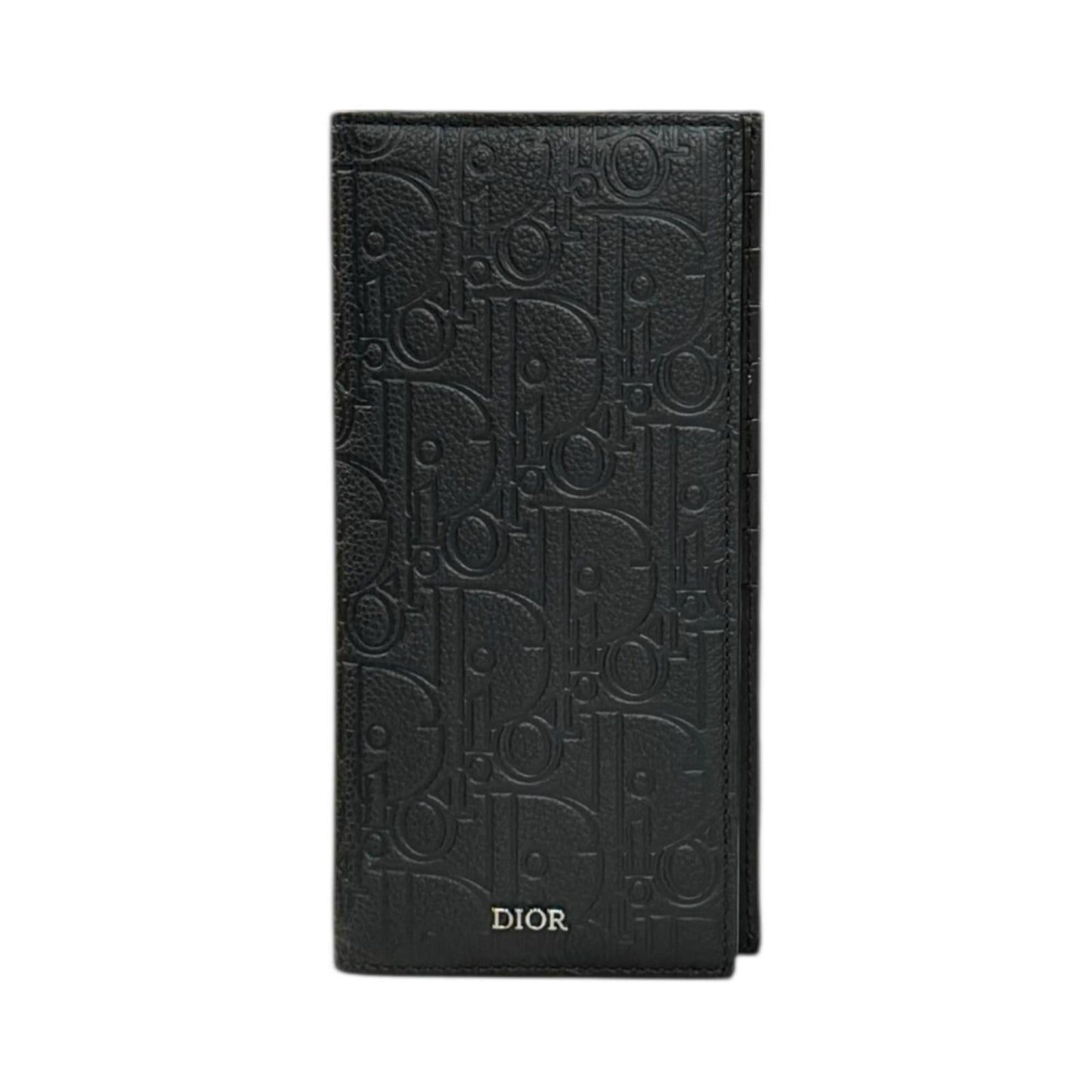 Christian Dior Black Leather Long Wallet (Bi-Fold) ()