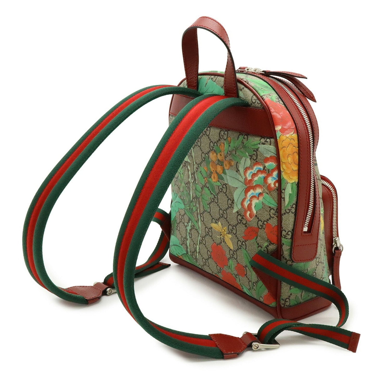 Gucci Beige Multi-Color Red Color Gg Supreme Leather Backpack ( )