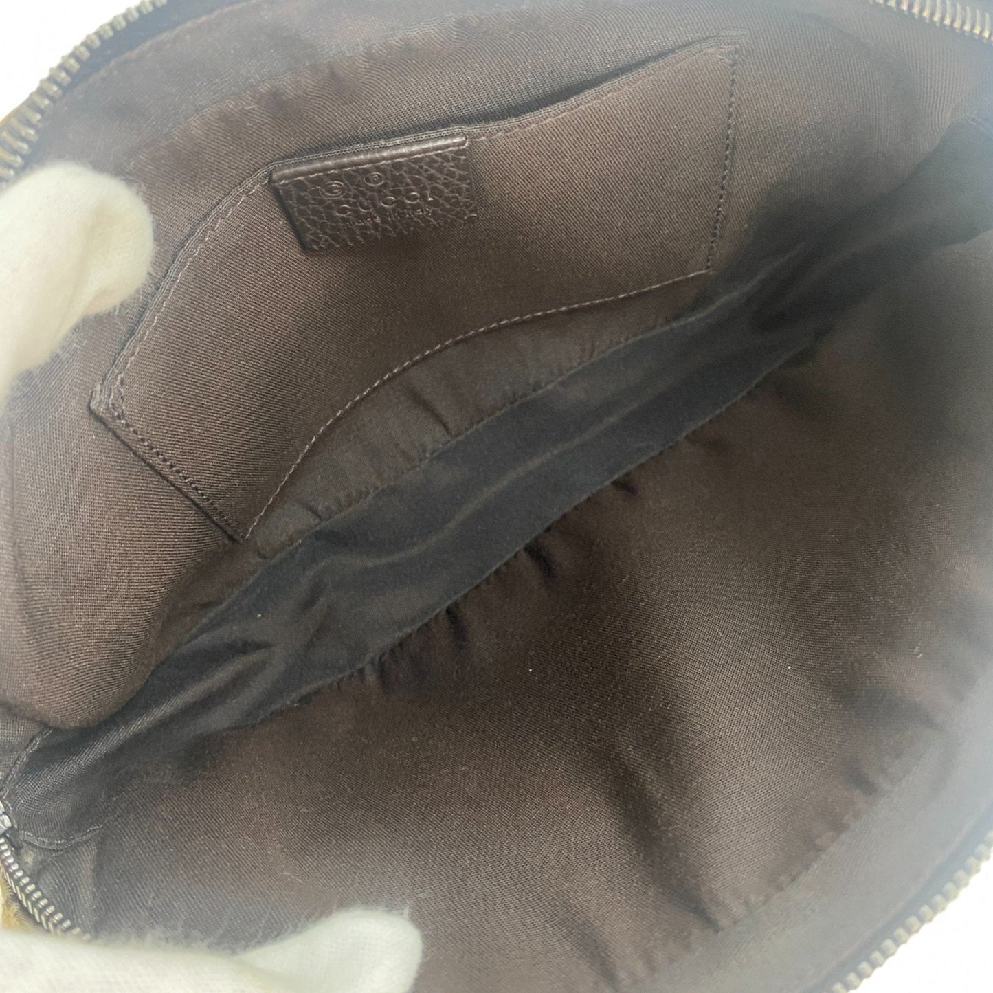 Gucci Brown Canvas Leather Pouch Sling Bag ( )
