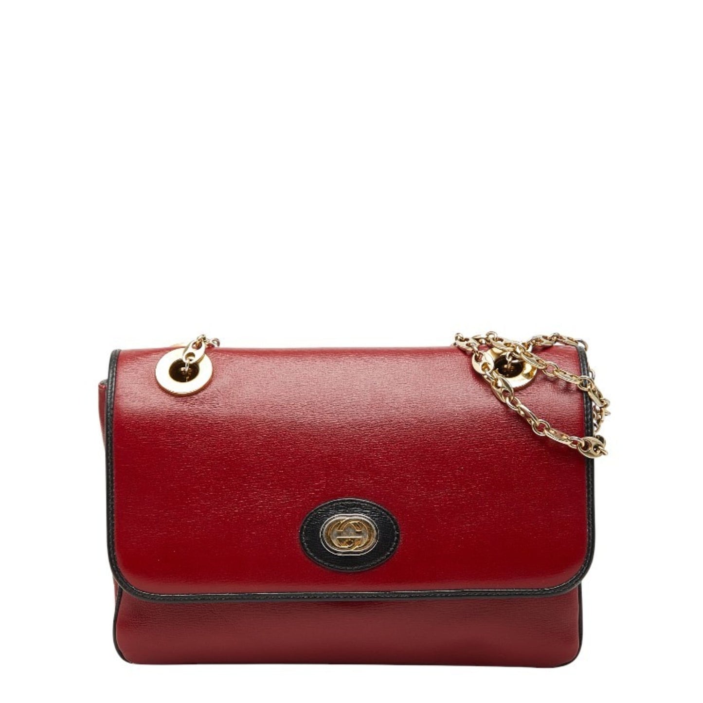 Gucci Black Red Color Leather Shoulder Bag ( )