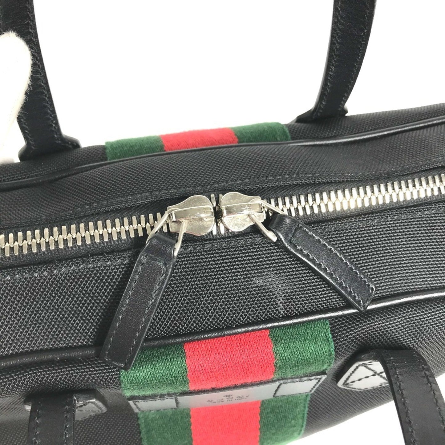 Gucci Black Leather Canvas Handbag Shoulder Bag Tote Bag ( )