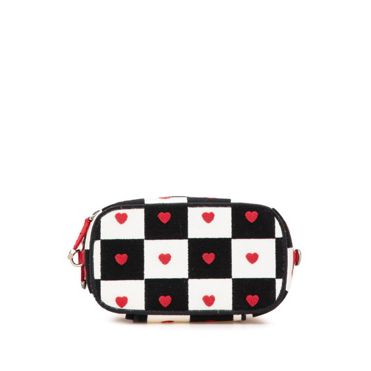 Christian Dior Black Red Color White Canvas Handbag Vanity Bag ()