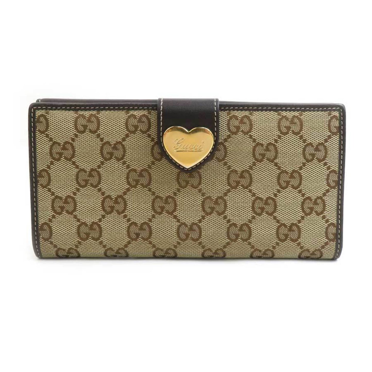 Gucci Brown Gg Canvas Leather Long Wallet (Bi-Fold) ( )