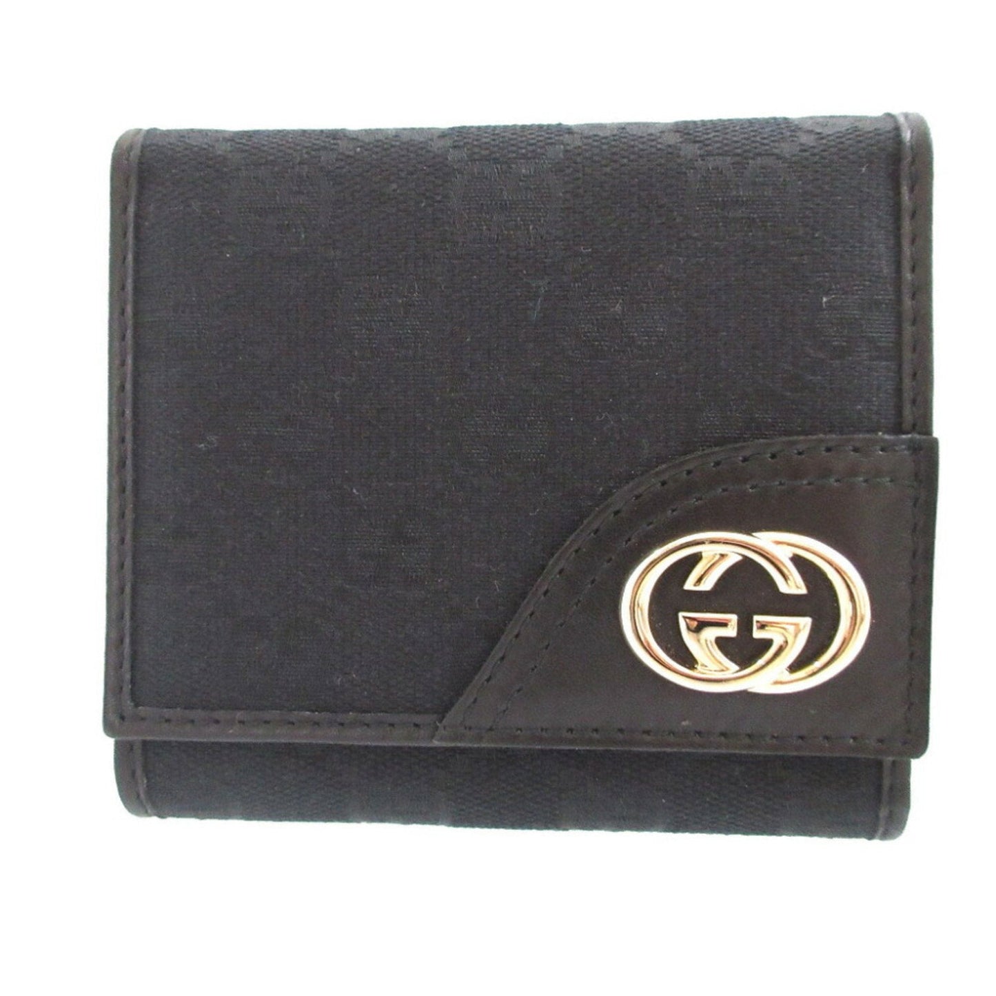 Gucci Black Gg Canvas Leather Wallet (Tri-Fold) ( )
