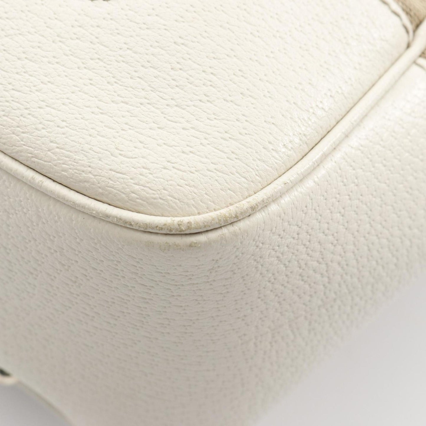 Gucci Beige White Canvas Leather Tote Bag ( )