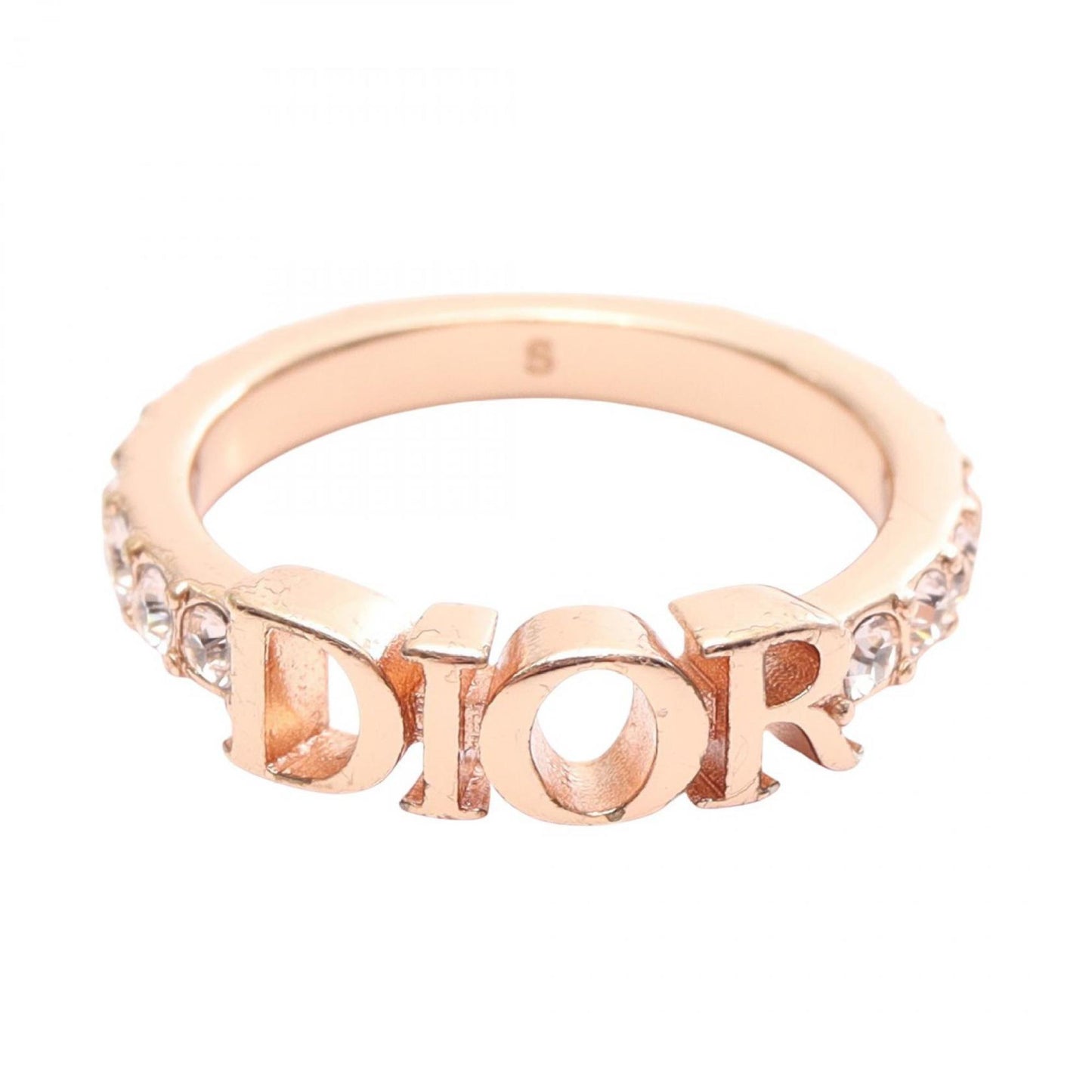 Christian Dior Gold Clear Gold Plating Band Ring ()