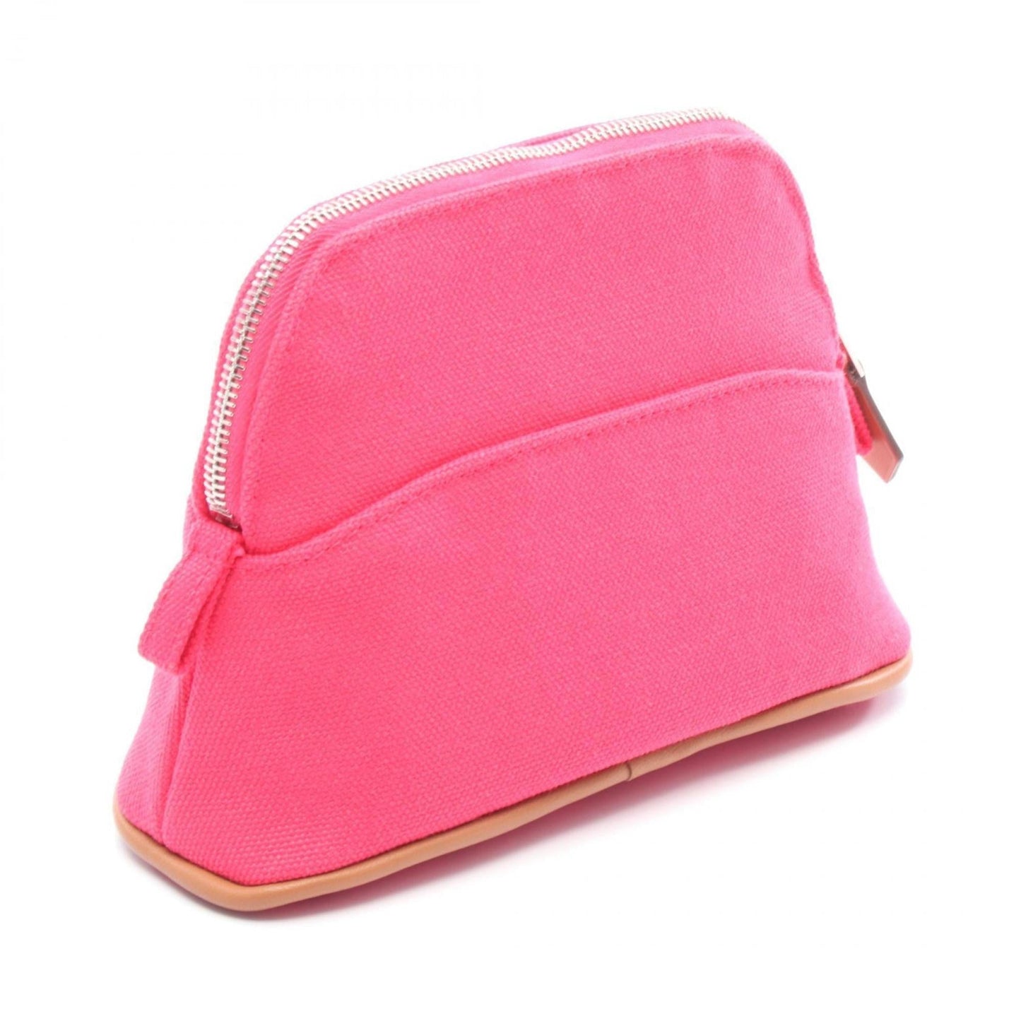 Hermes Brown Pink Canvas Leather Pouch ( )