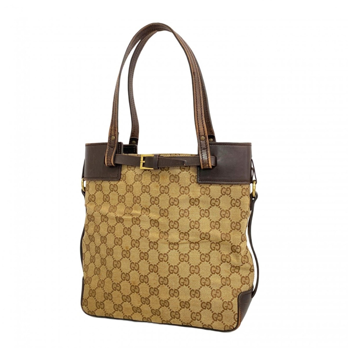 Gucci Beige Brown Canvas Handbag ( )