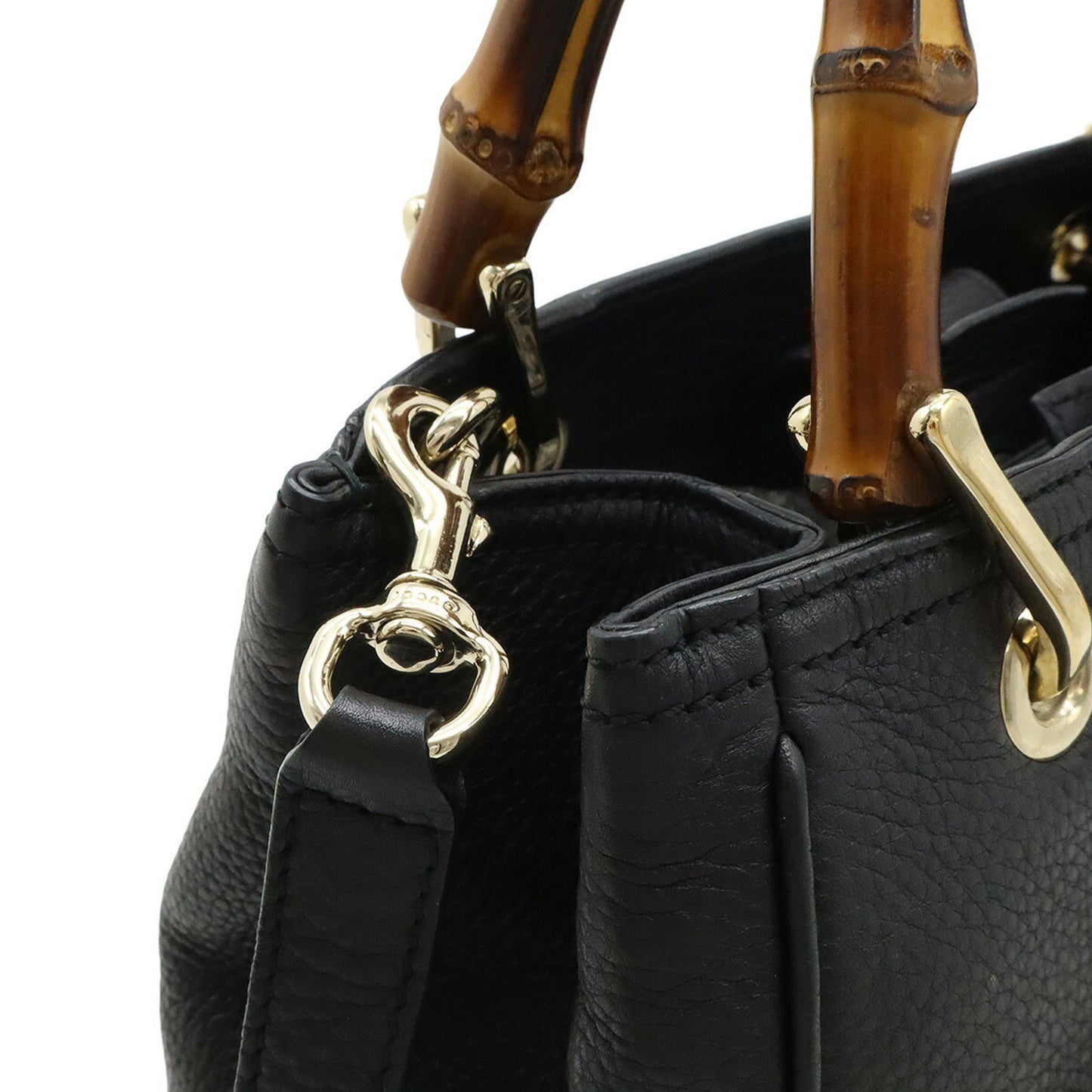 Gucci Black Bamboo Handbag Shoulder Bag Tote Bag ( )